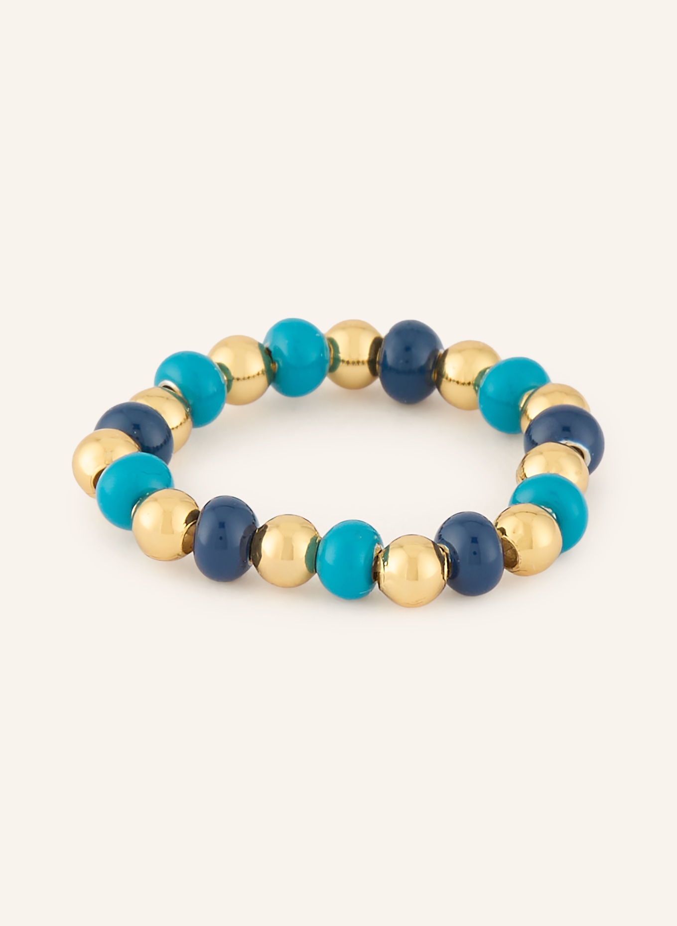 LULU Copenhagen Pierścionek COLOR BALL BEADS: ZŁOTY / PETROL / GRANATOWY