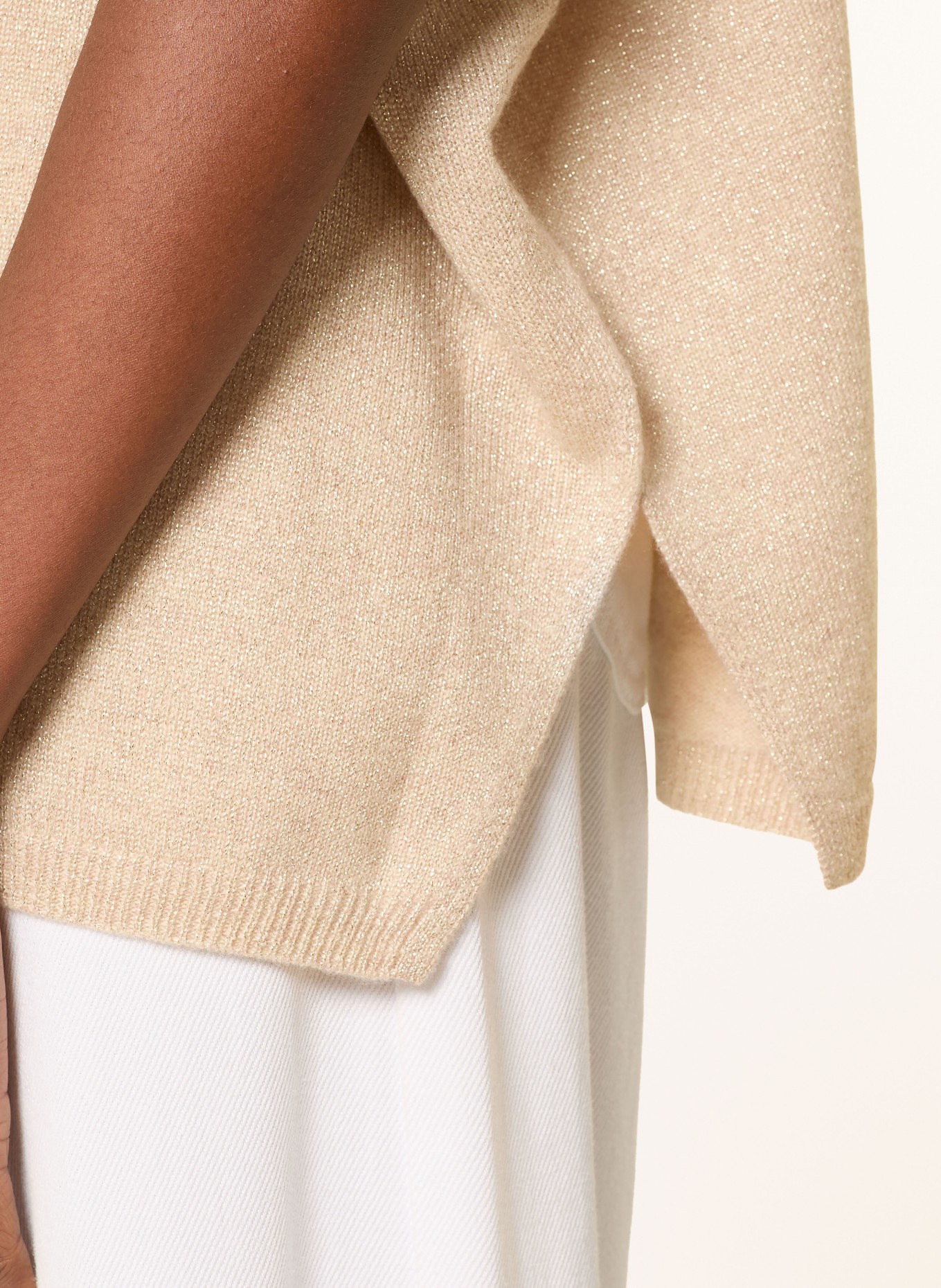 darling harbour Cashmere knit shirt with glitter yarn: Sand Melange