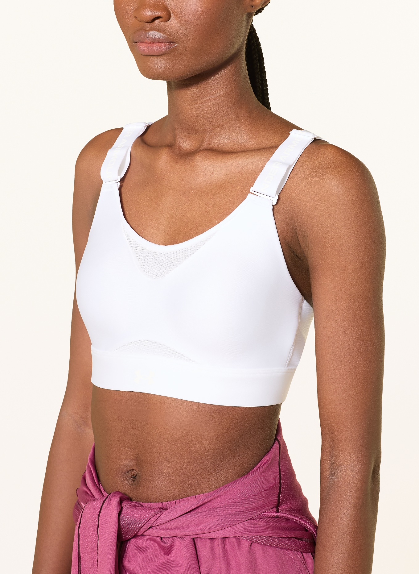 UNDER ARMOUR Sportovní podprsenka UA INFINITY HIGH 2.0 s mesh: BÍLÁ