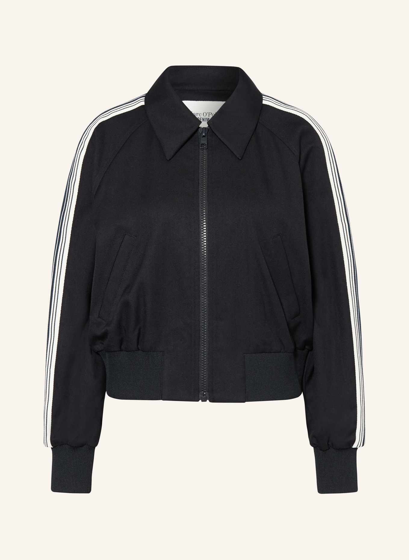 Marc O'Polo DENIM Bunda s pruhy: TMAVĚ MODRÁ / BÍLÁ