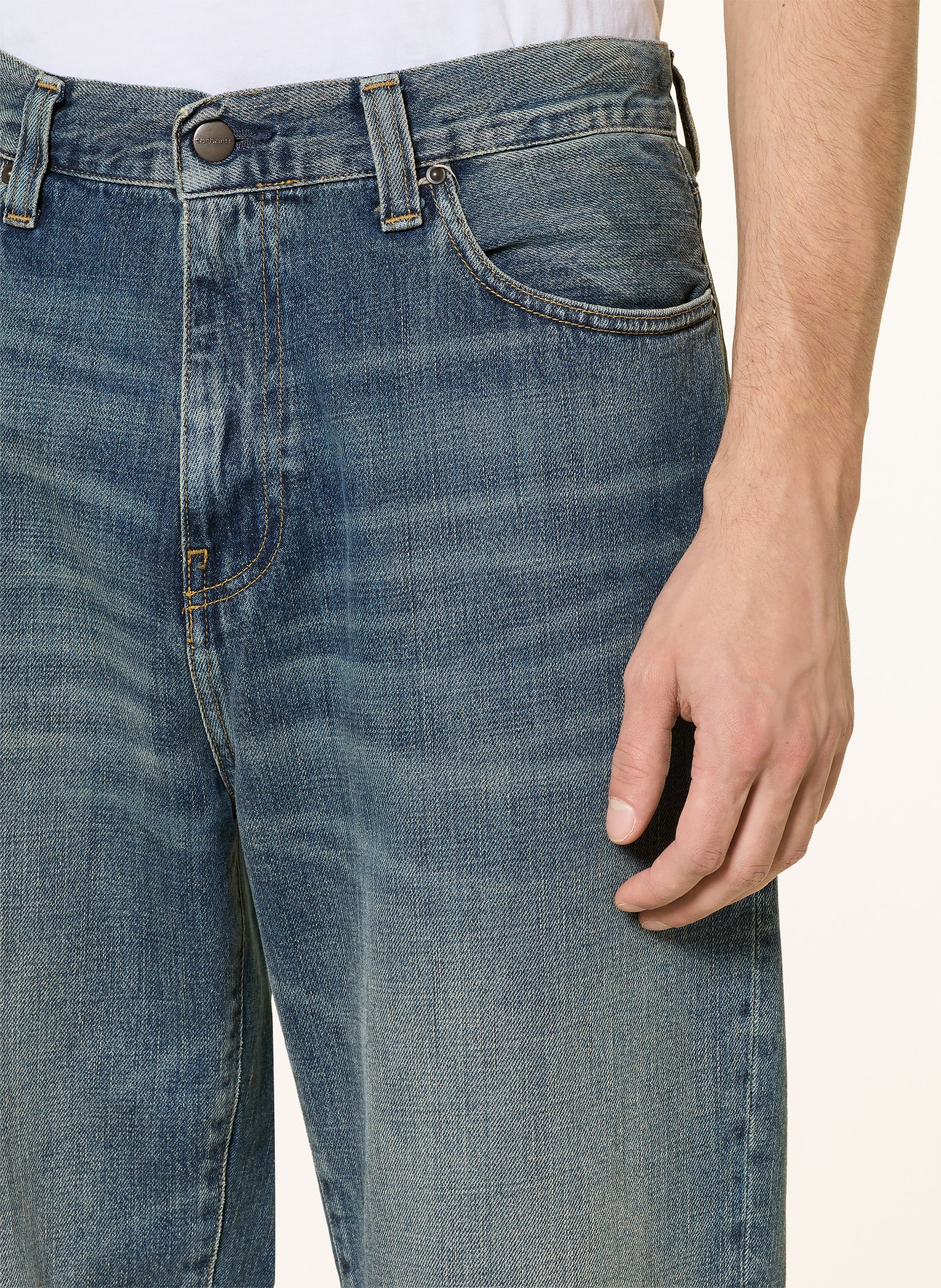 carhartt WIP Jeans AARON Straight Fit: 014Q Blue, worn used wash