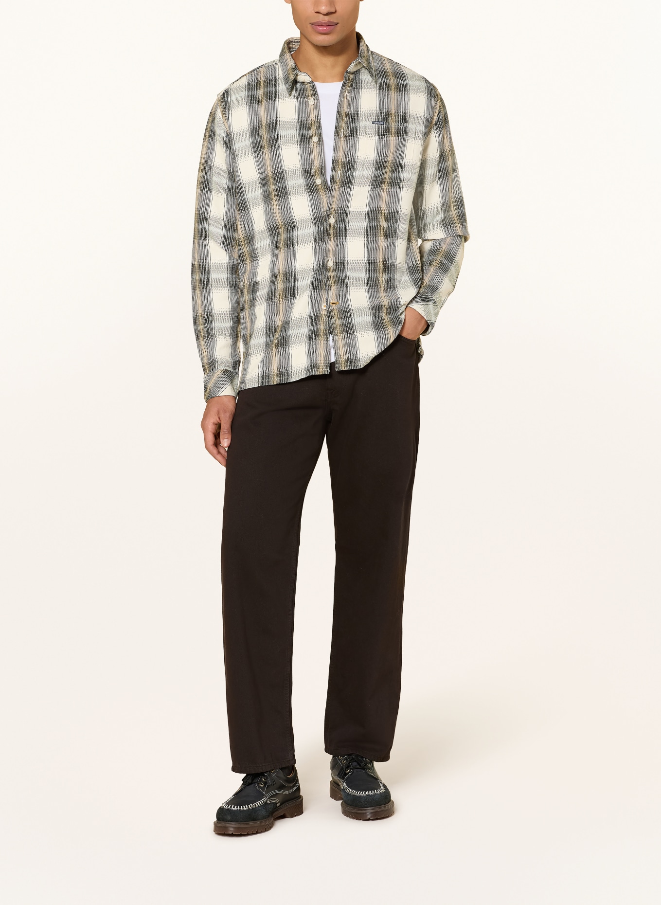 Barbour Hemd HAWTHORN Relaxed Fit: CREME / HELLBRAUN / SCHWARZ
