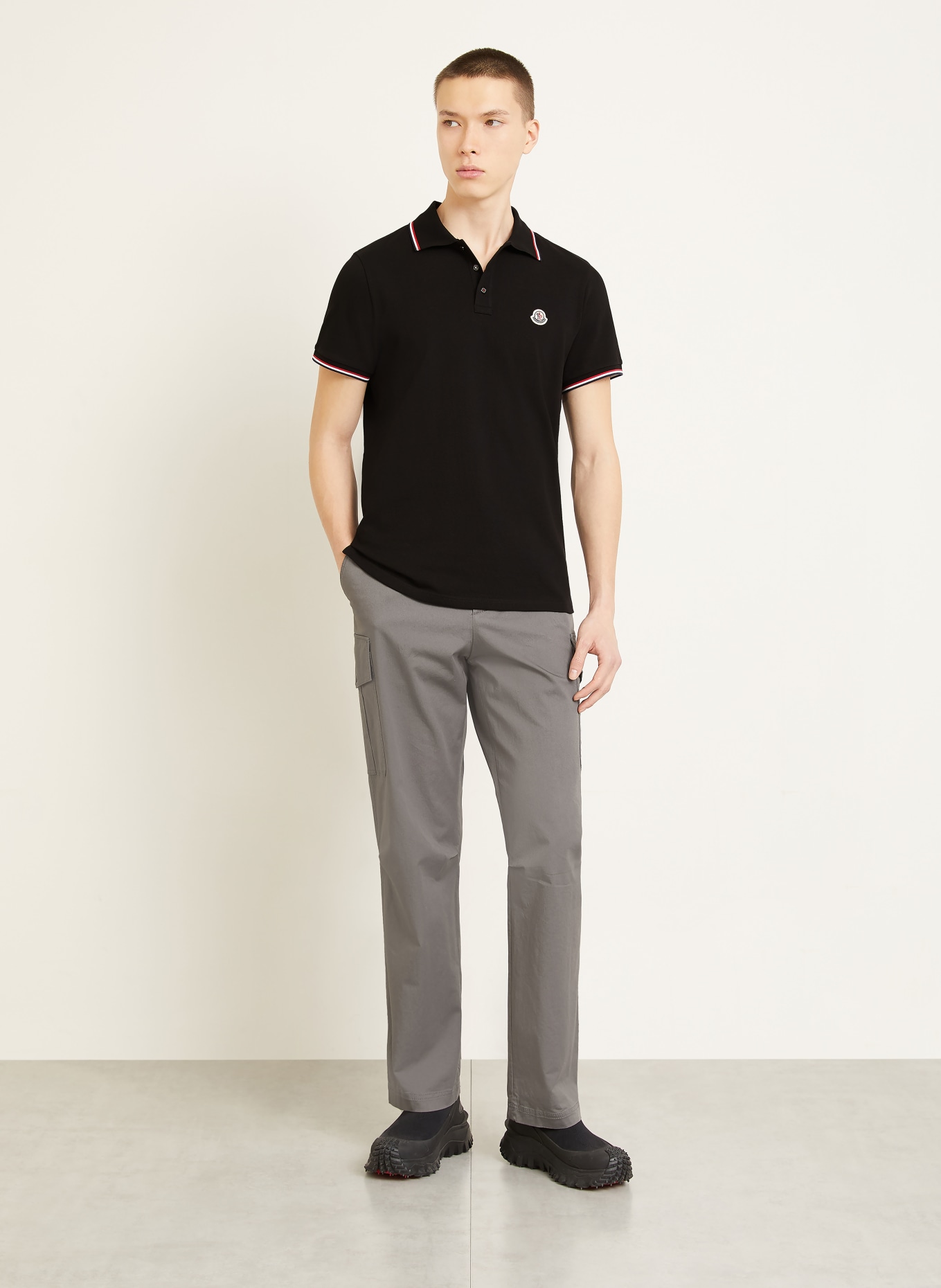 MONCLER Piqué-Poloshirt: SCHWARZ