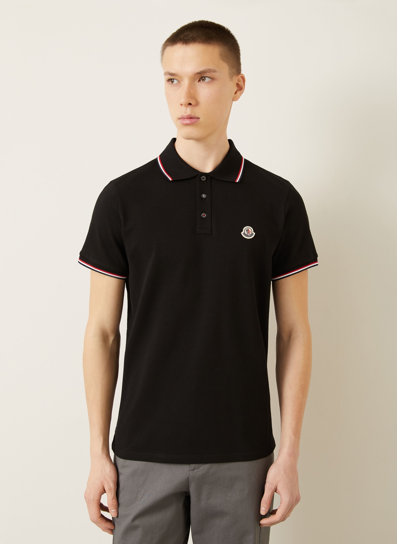 MONCLER Piqué-Poloshirt: SCHWARZ