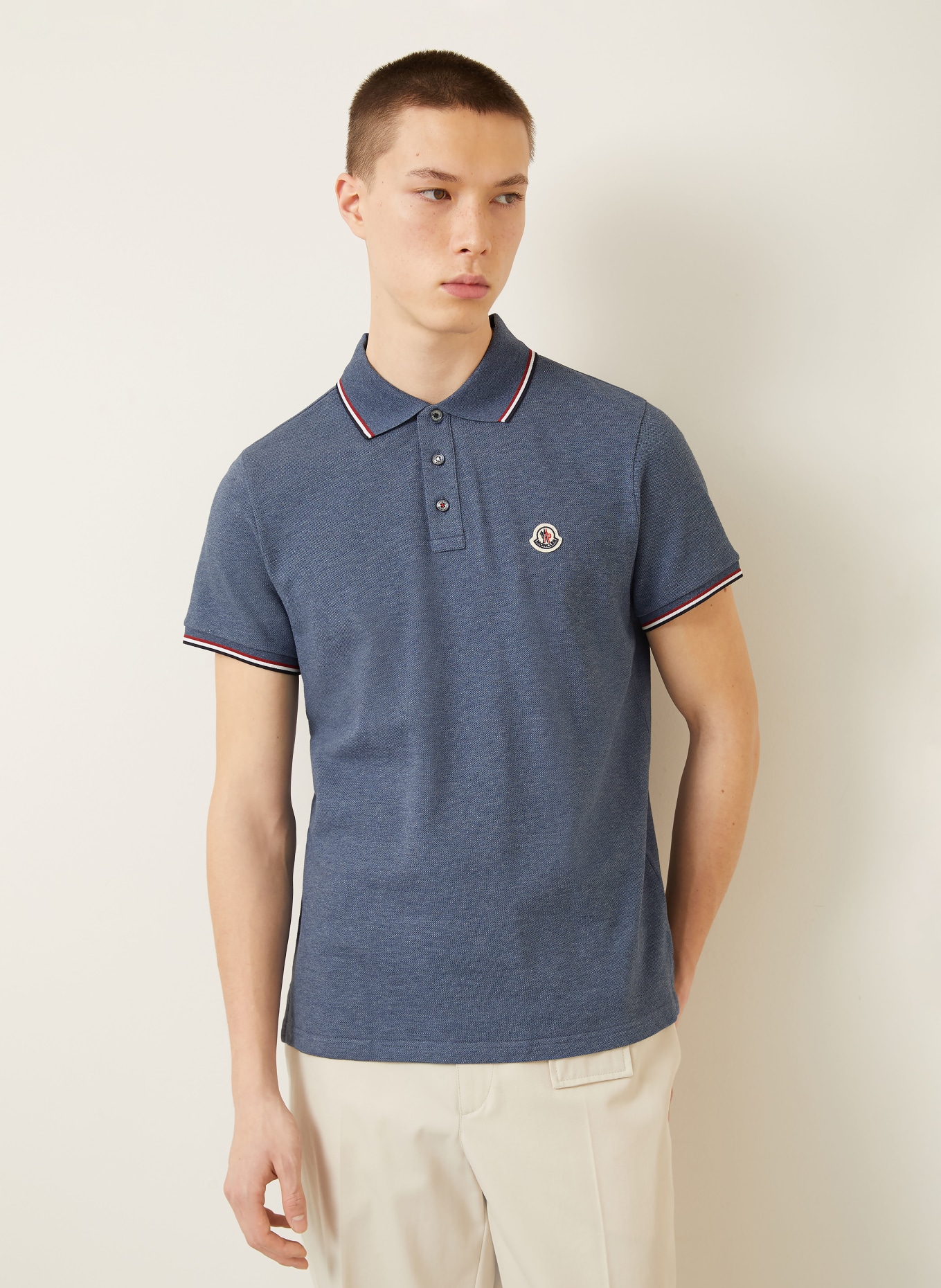 MONCLER Piqué-Poloshirt: BLAU