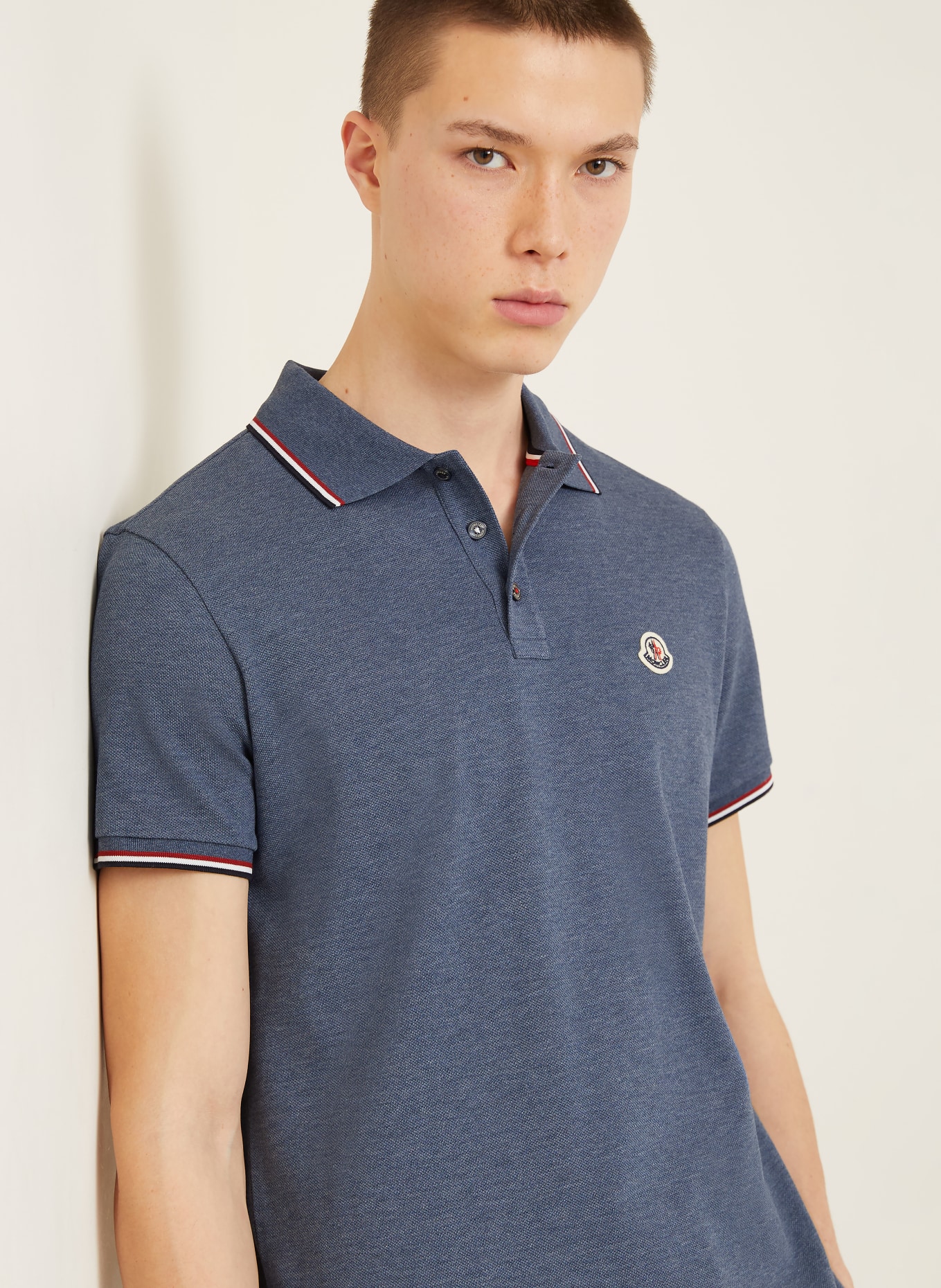 MONCLER Piqué-Poloshirt: BLAU