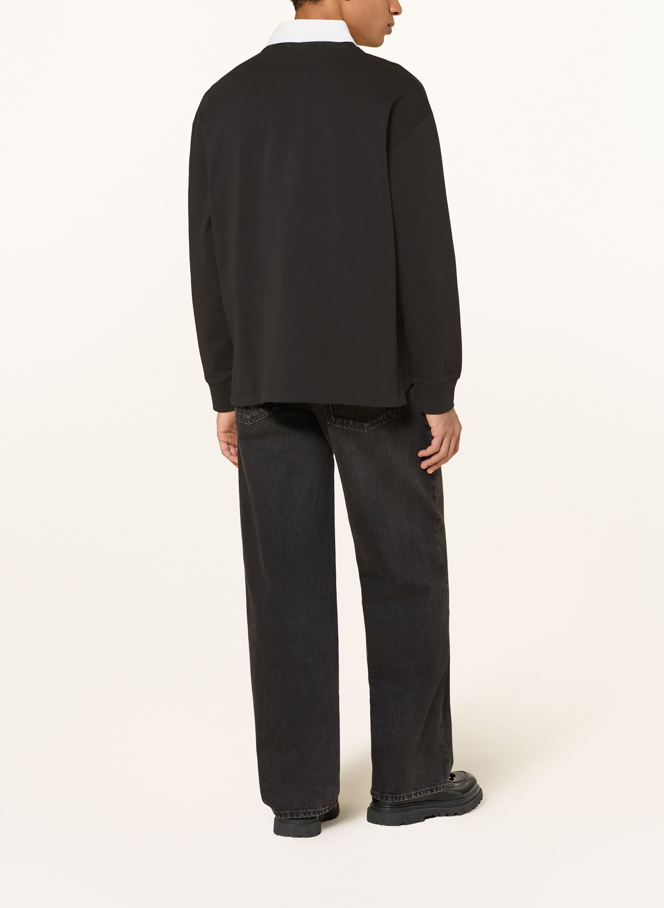 Calvin Klein Jeans Jersey polo shirt, loose fit: BLACK / WHITE