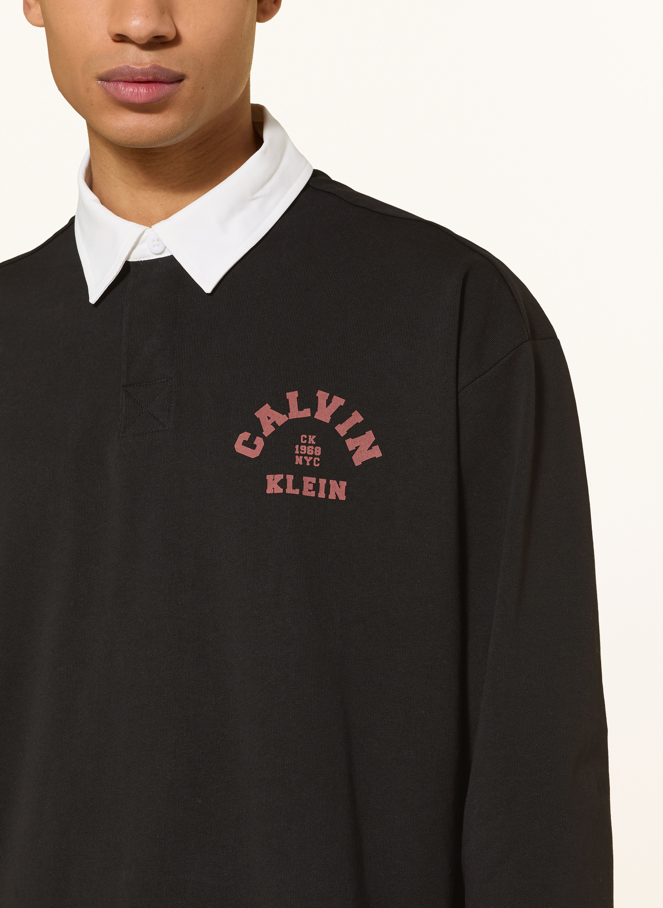 Calvin Klein Jeans Jersey polo shirt, loose fit: BLACK / WHITE