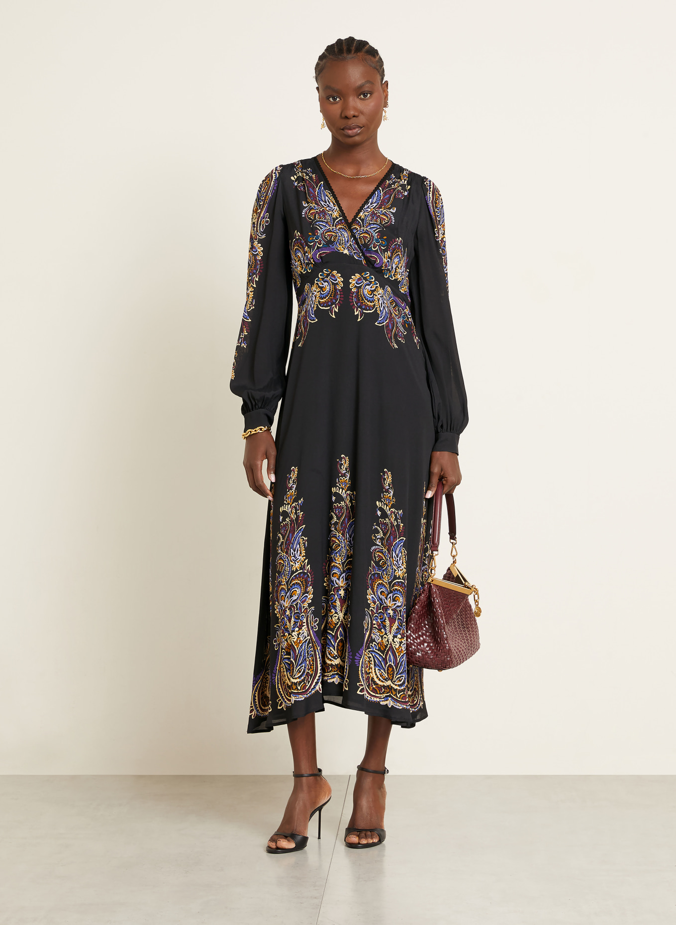ETRO Kleid: SCHWARZ / CREME / BLAU