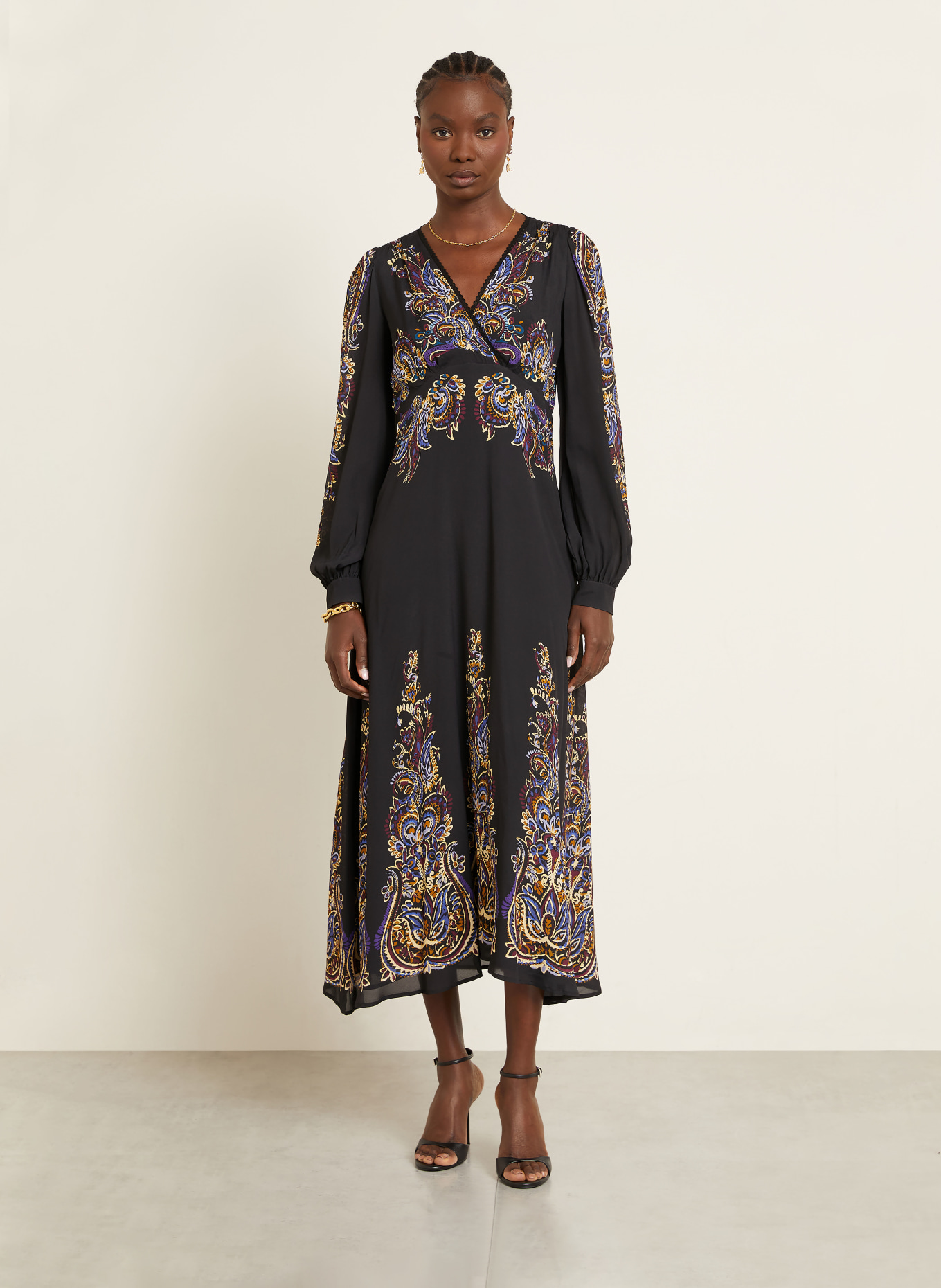 ETRO Kleid: SCHWARZ / CREME / BLAU