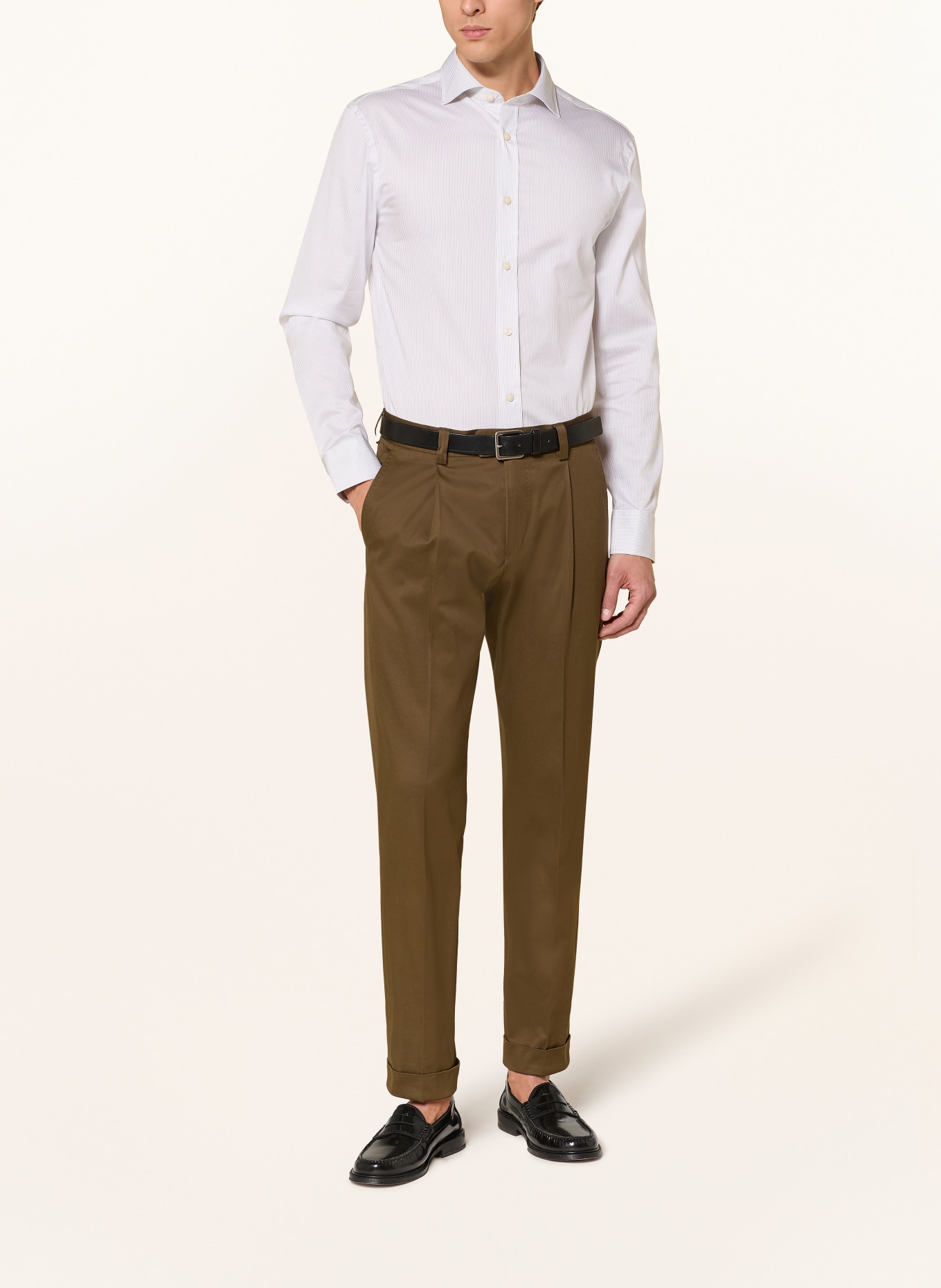 TIGER OF SWEDEN Shirt ADLEY slim fit: CREAM / GRAY