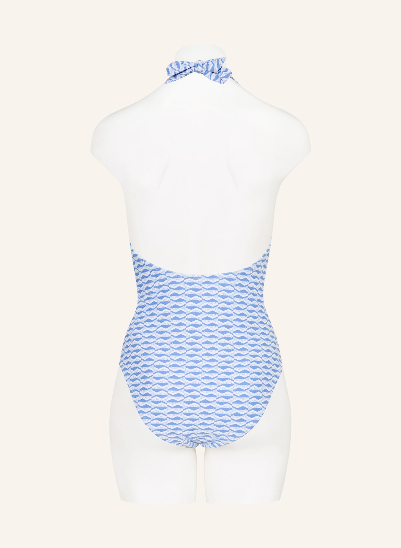 heidi klein Strój kąpielowy z wiązaniem na szyi TINOS: JASNONIEBIESKI / BIAŁY