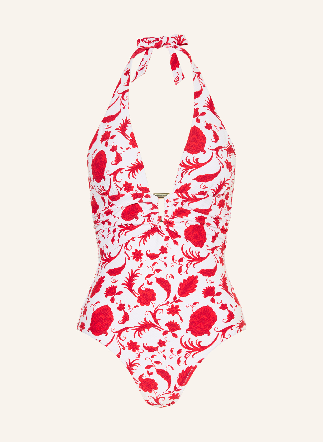 heidi klein EVIA halter neck swimsuit: RED / WHITE