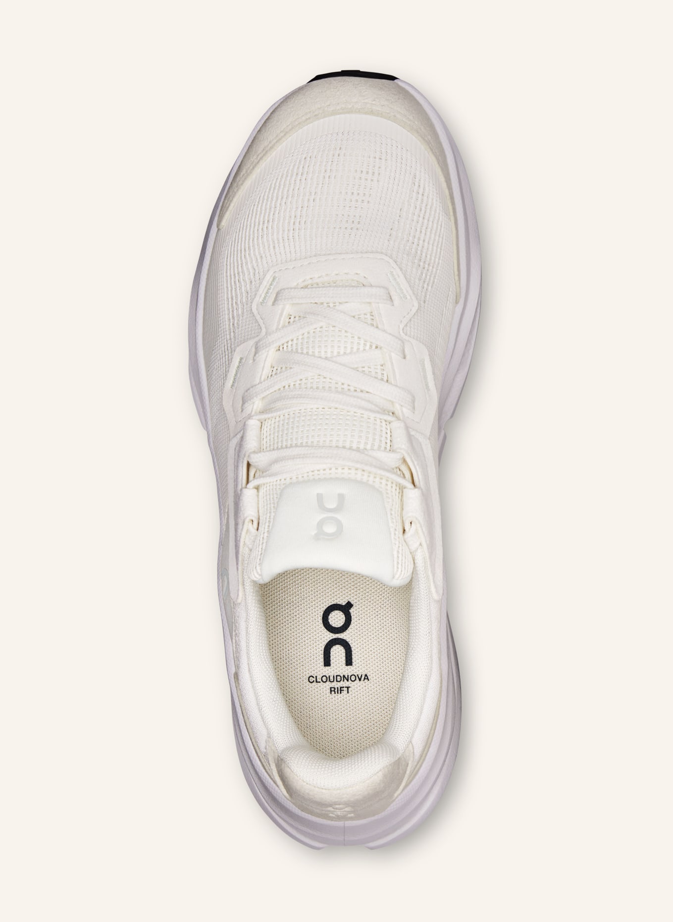 On CLOUDNOVA RIFT sneaker: WHITE / CREAM