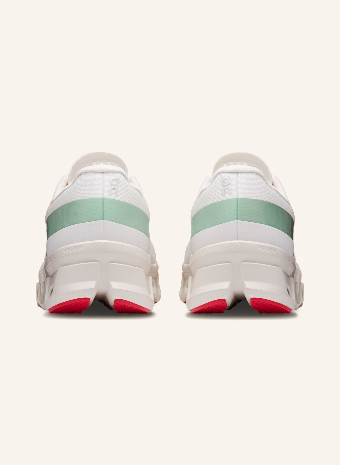 On CLOUDMONSTER 1 sneaker: WHITE / RED / LIGHT GREEN
