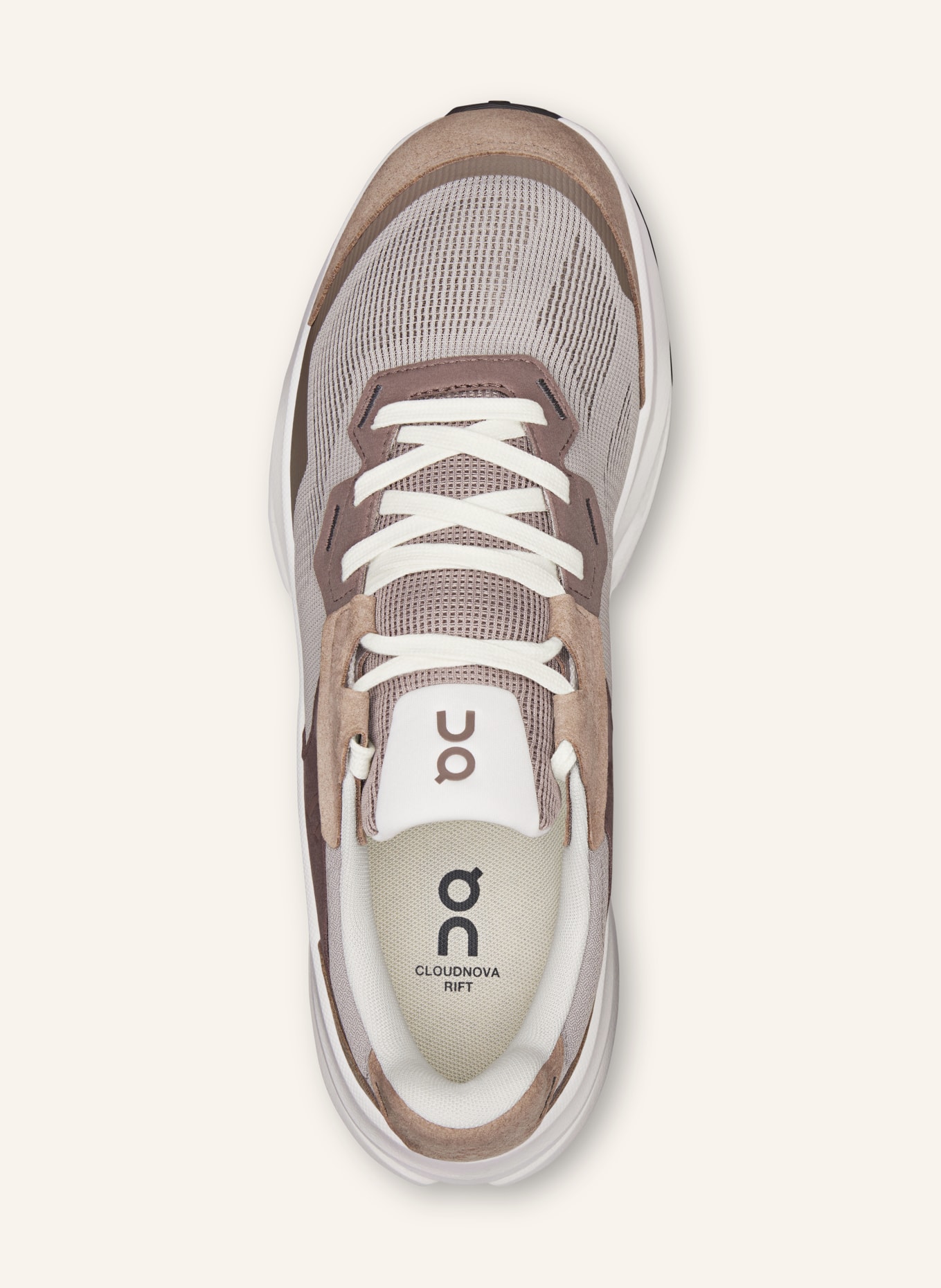 On CLOUDNOVA RIFT sneaker: TAUPE / DARK BROWN