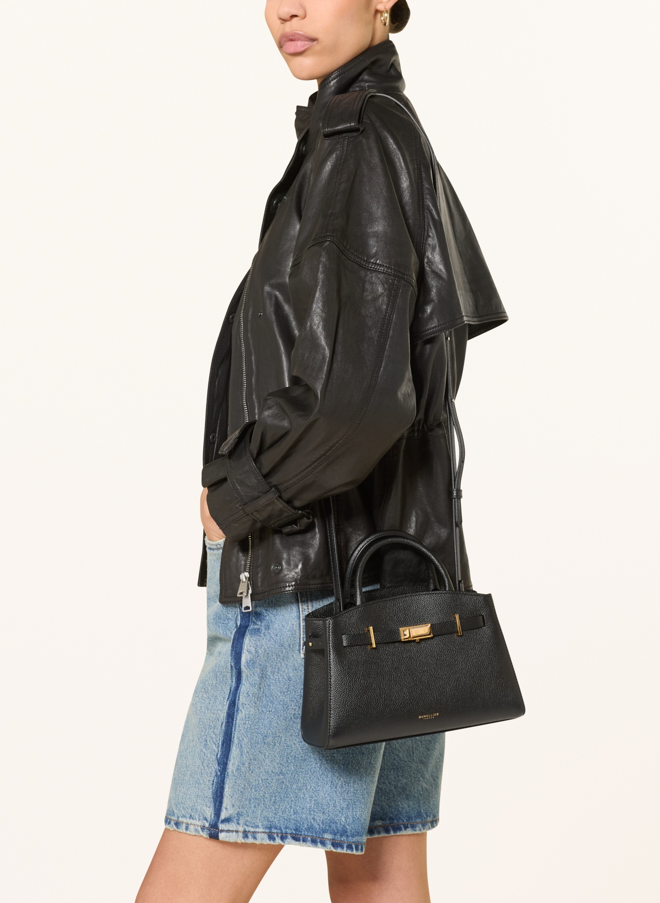 DEMELLIER THE SMALL HUDSON handbag: BLACK