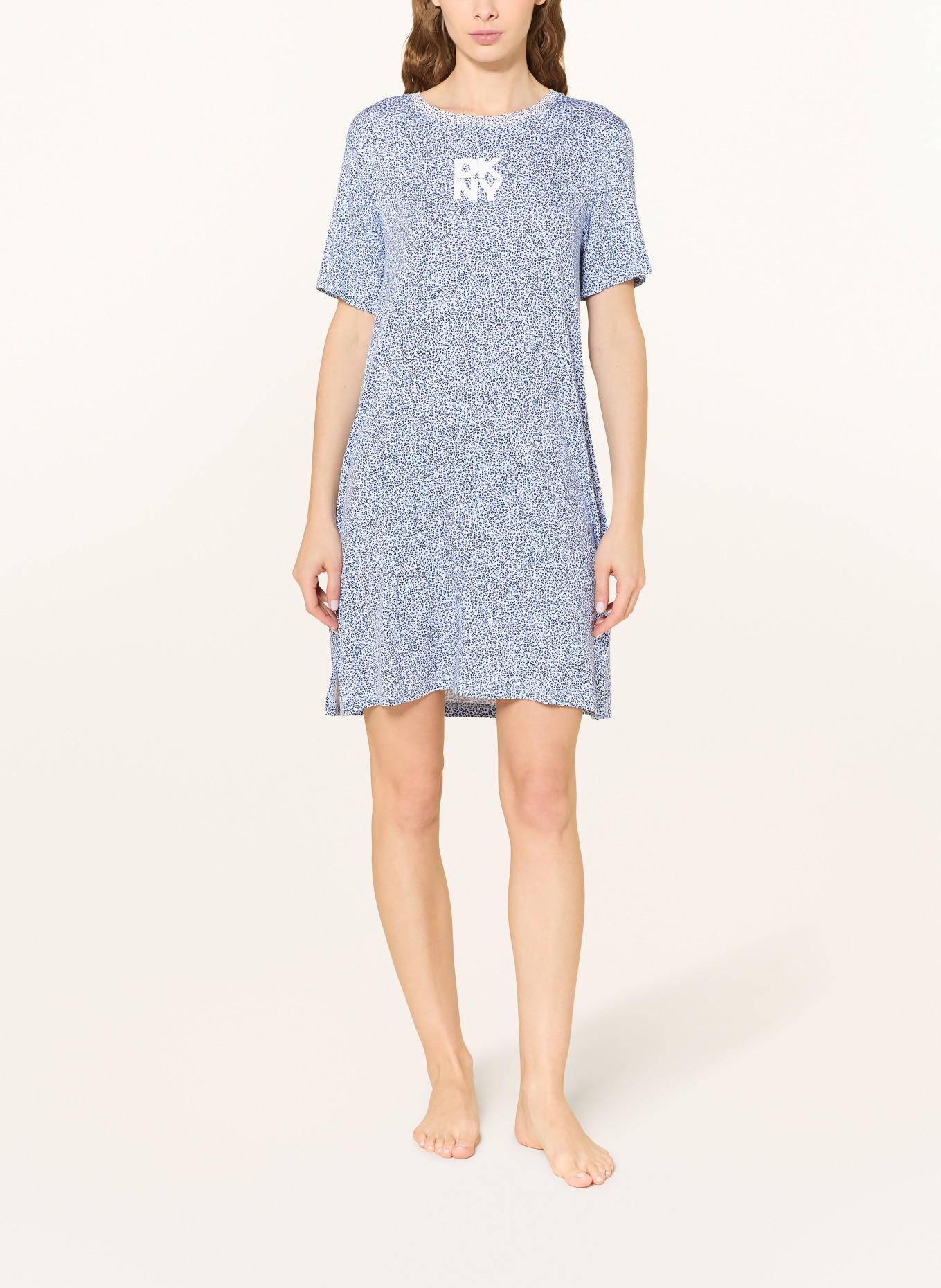 DKNY Noční košile EASYGOING ATTITUDE: TMAVĚ MODRÁ / TMAVĚ MODRÁ / ČERNÁ