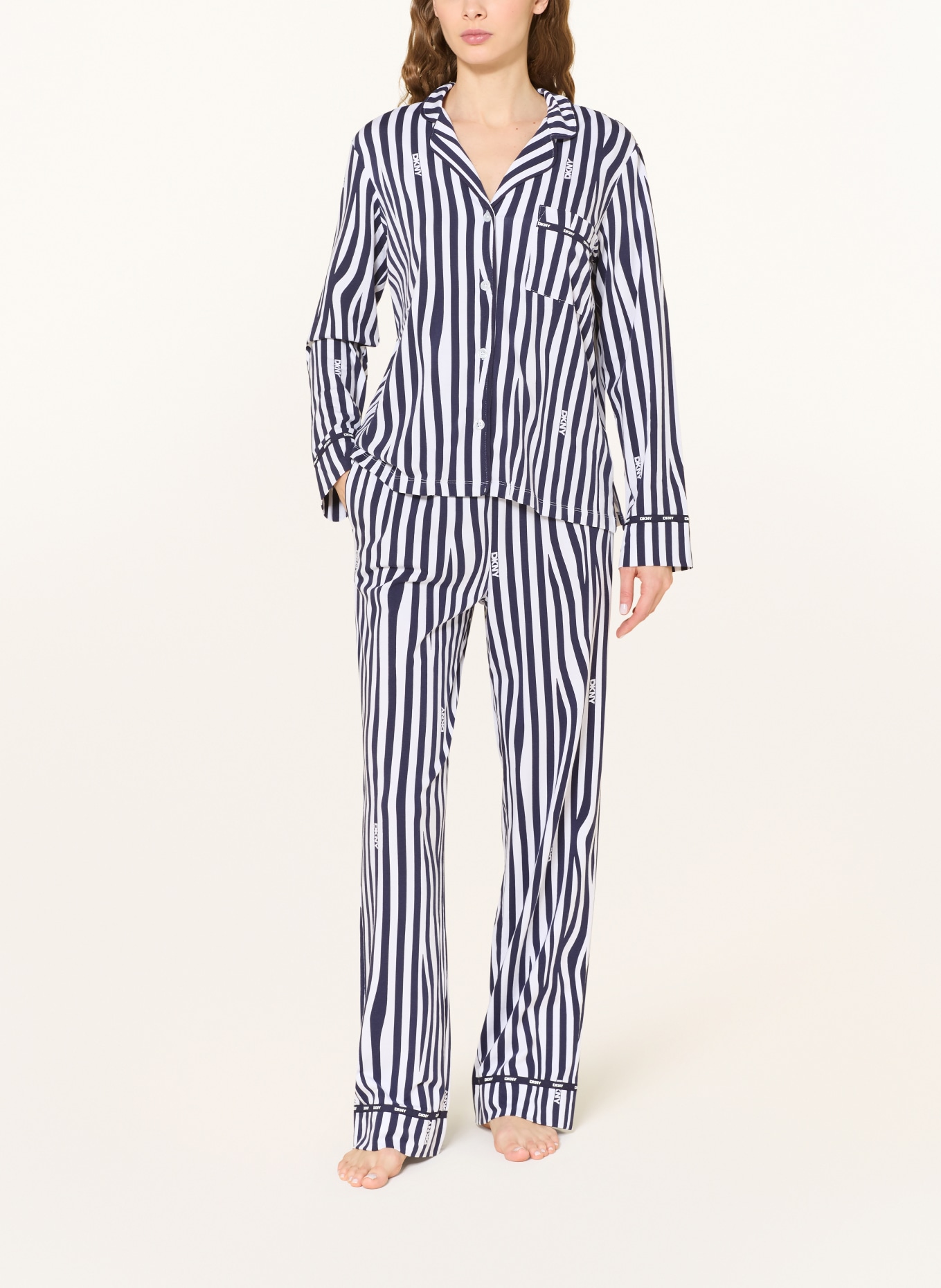 DKNY Pyžamo NEW YORK INSPIRED: MODRÁ / BÍLÁ