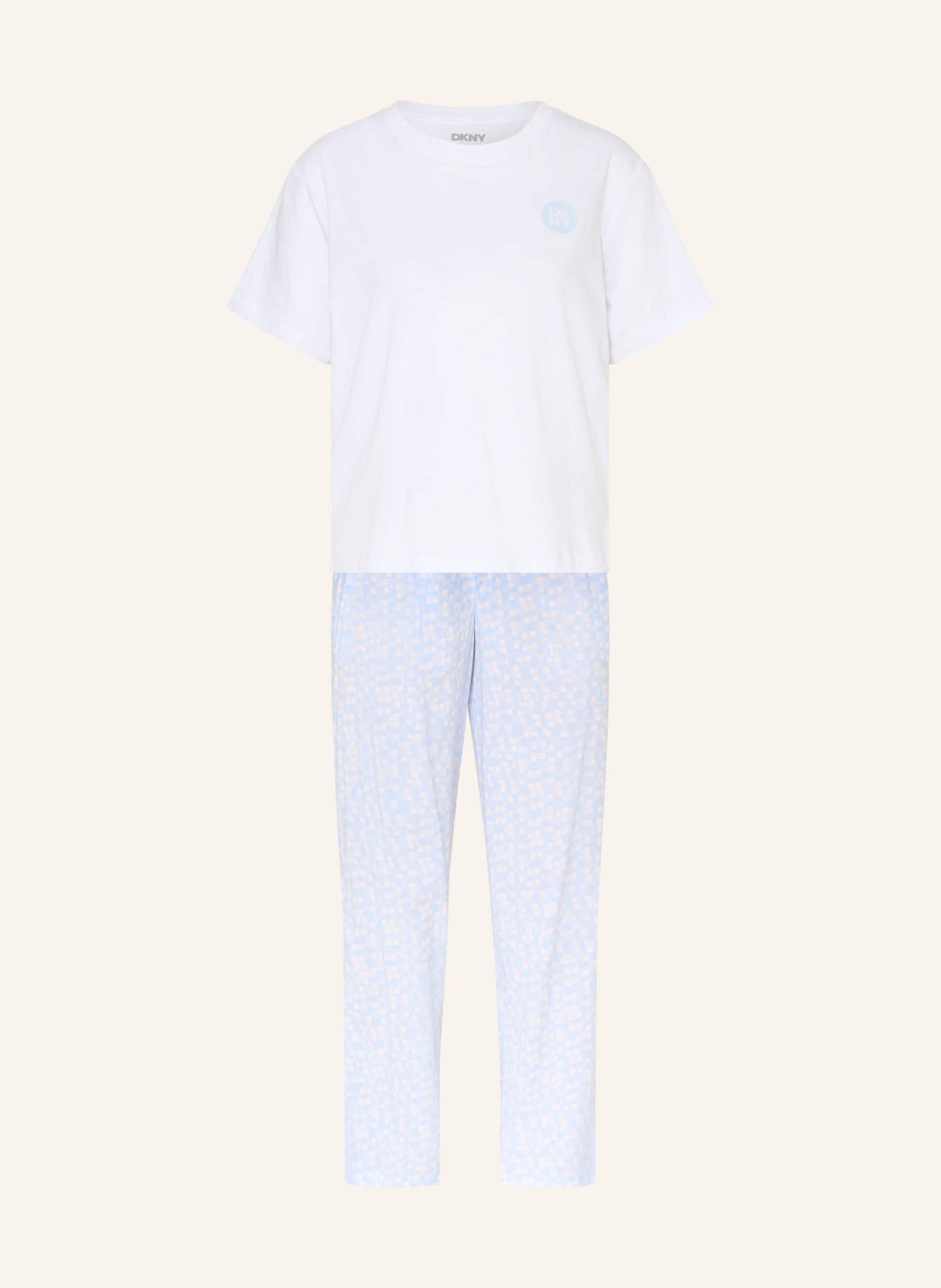 DKNY Pyžamo BOLD CITY STREETS: BÍLÁ / ŠEDÁ / TMAVĚ MODRÁ