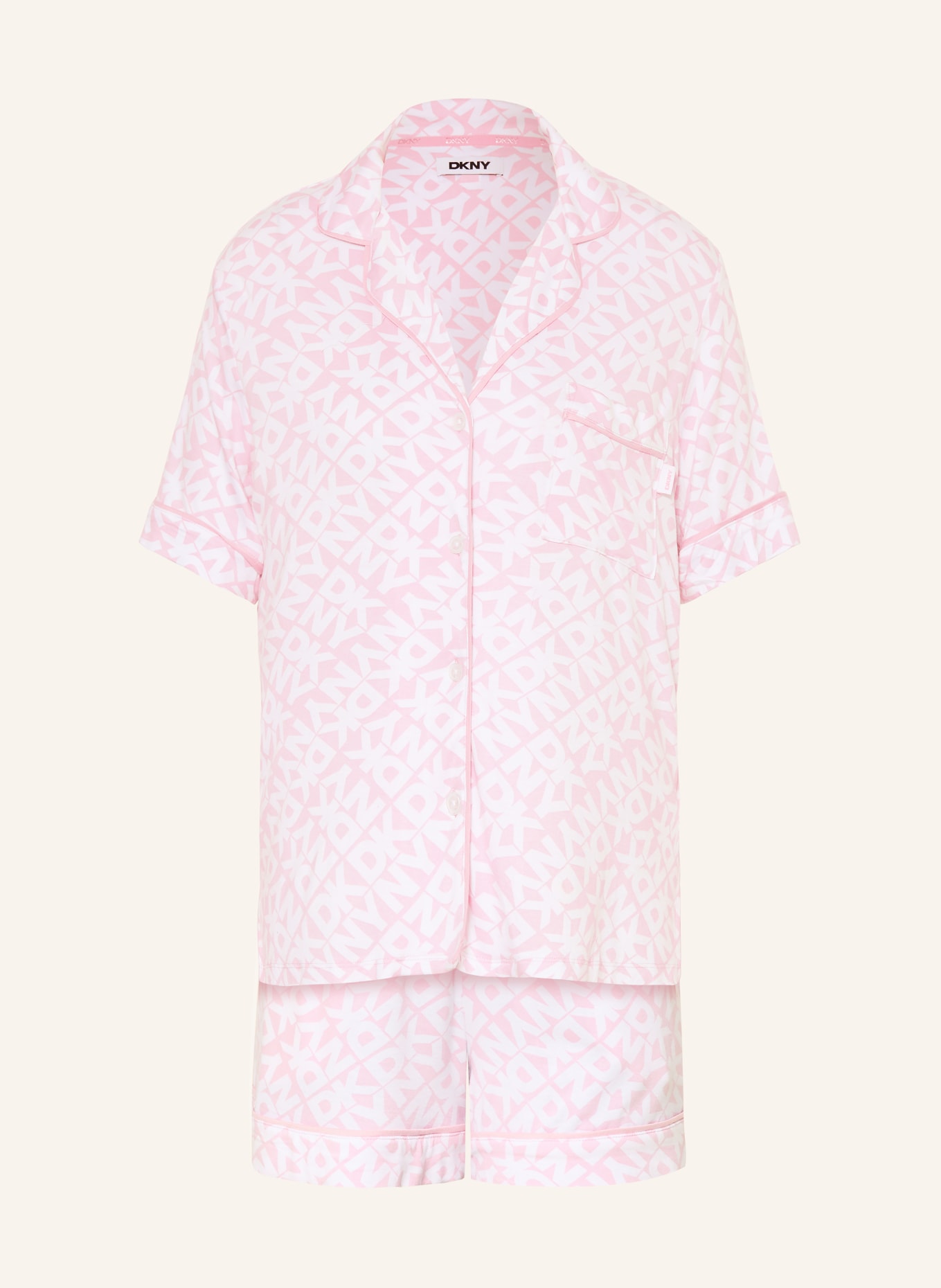 DKNY Krátké pyžamo TIMELESS STYLES: RŮŽOVÁ / BÍLÁ