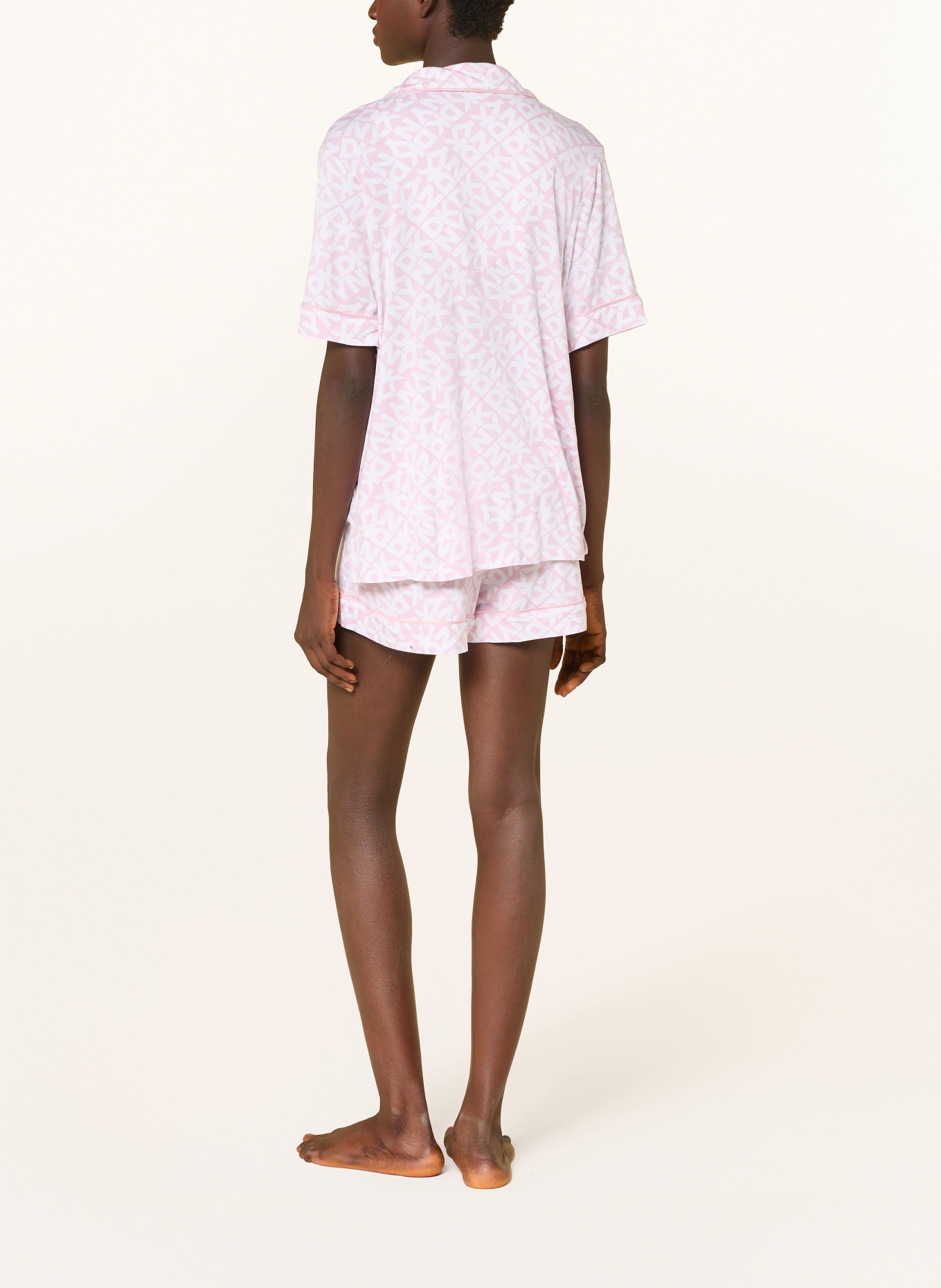 DKNY Krátké pyžamo TIMELESS STYLES: RŮŽOVÁ / BÍLÁ