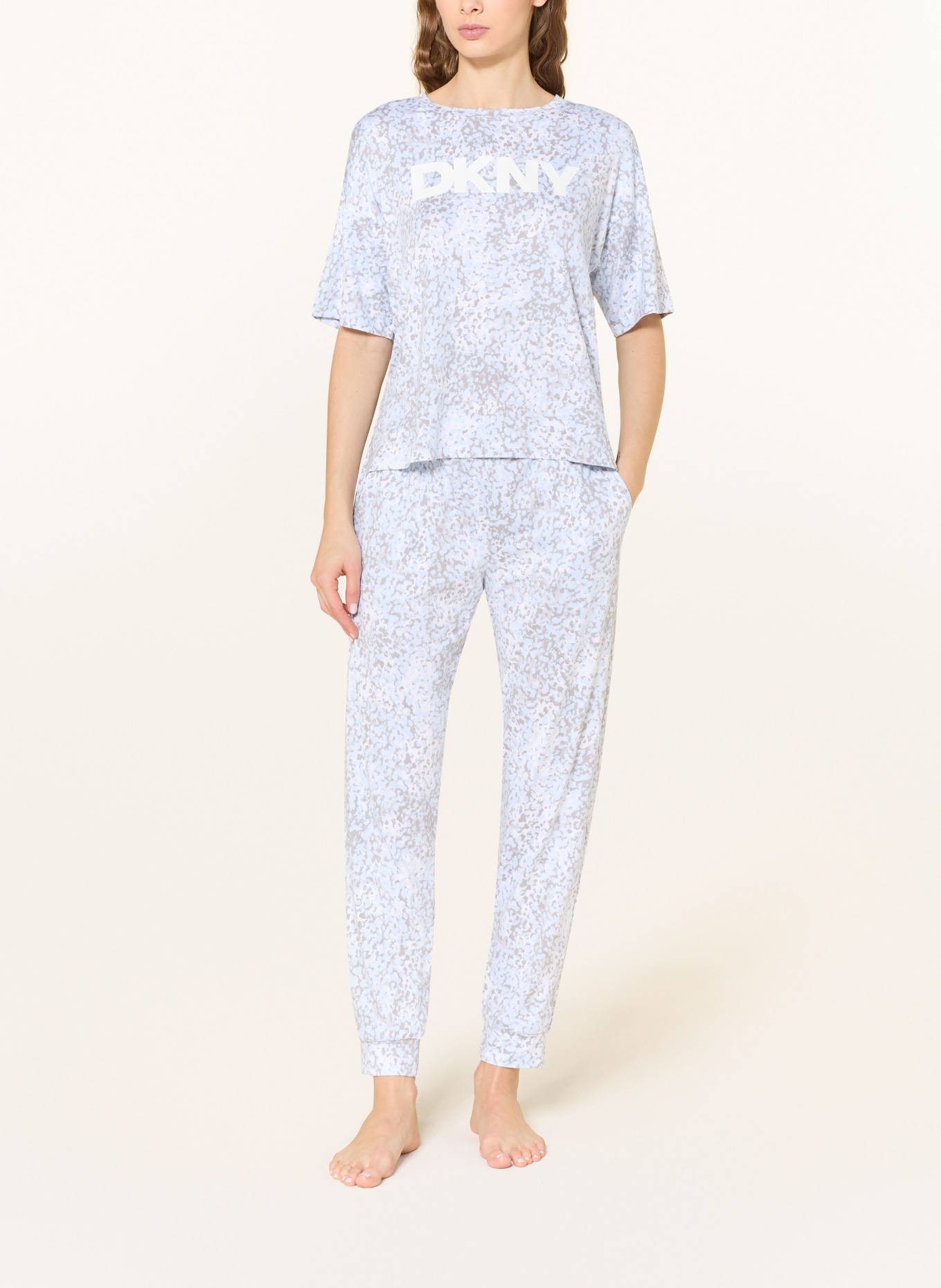 DKNY Piżama SPRING STORIES: JASNONIEBIESKI / CZIEMNOSZARY / BIAŁY