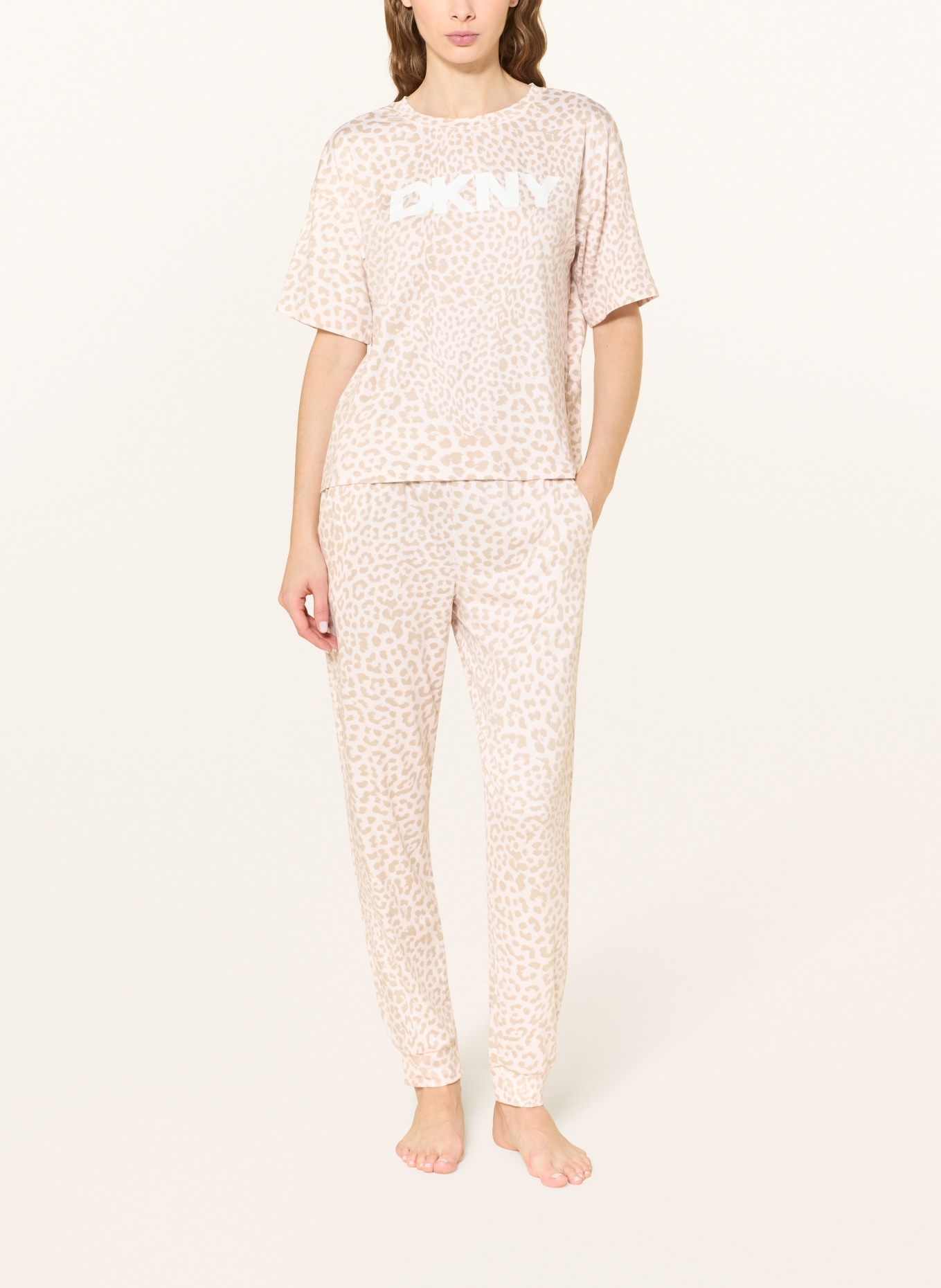 DKNY Piżama SPRING STORIES: BLADORÓŻOWY / BEŻOWY