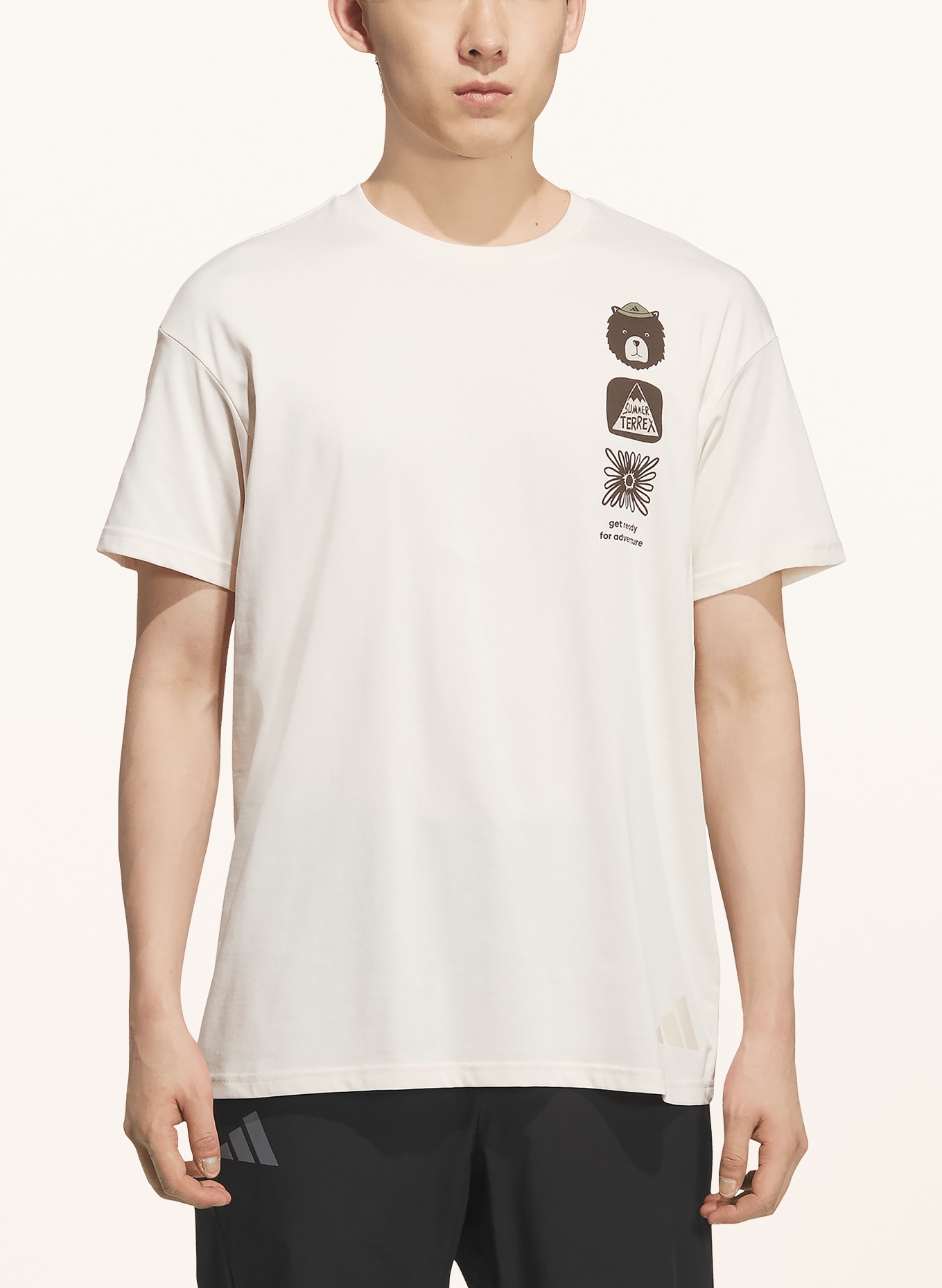 adidas TERREX Koszulka MULTI GRAFIK: KREMOWY / CIEMNOBRĄZOWY