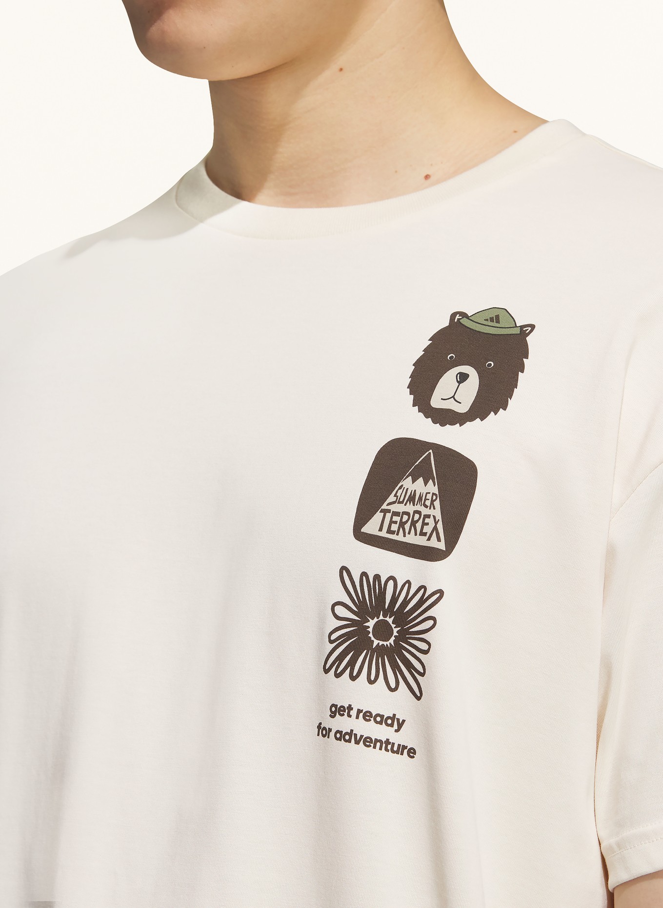 adidas TERREX Koszulka MULTI GRAFIK: KREMOWY / CIEMNOBRĄZOWY