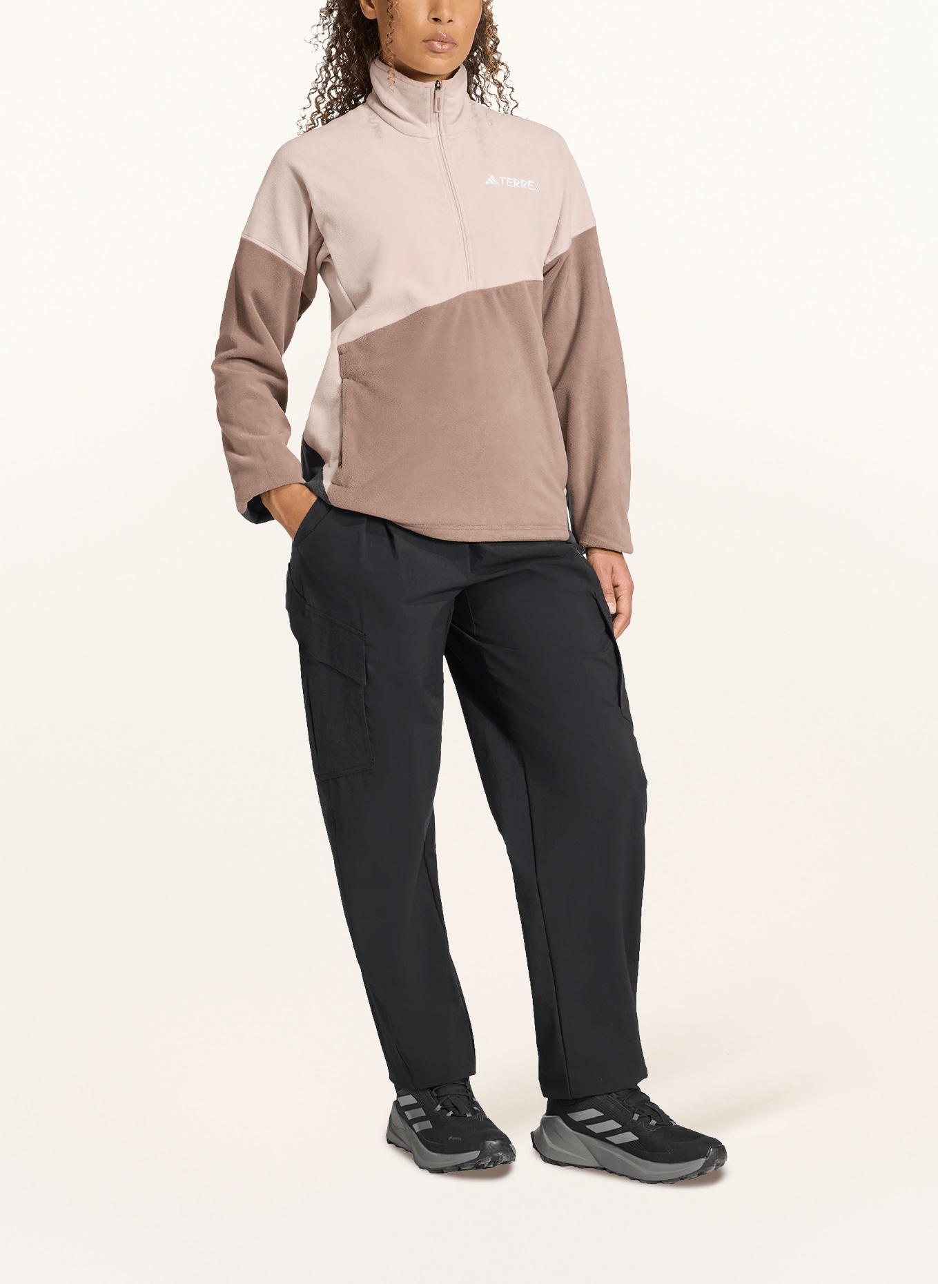 adidas TERREX Fleece Troyer MULTI CLIMAWARM: BEIGE / TAUPE / DARK GRAY