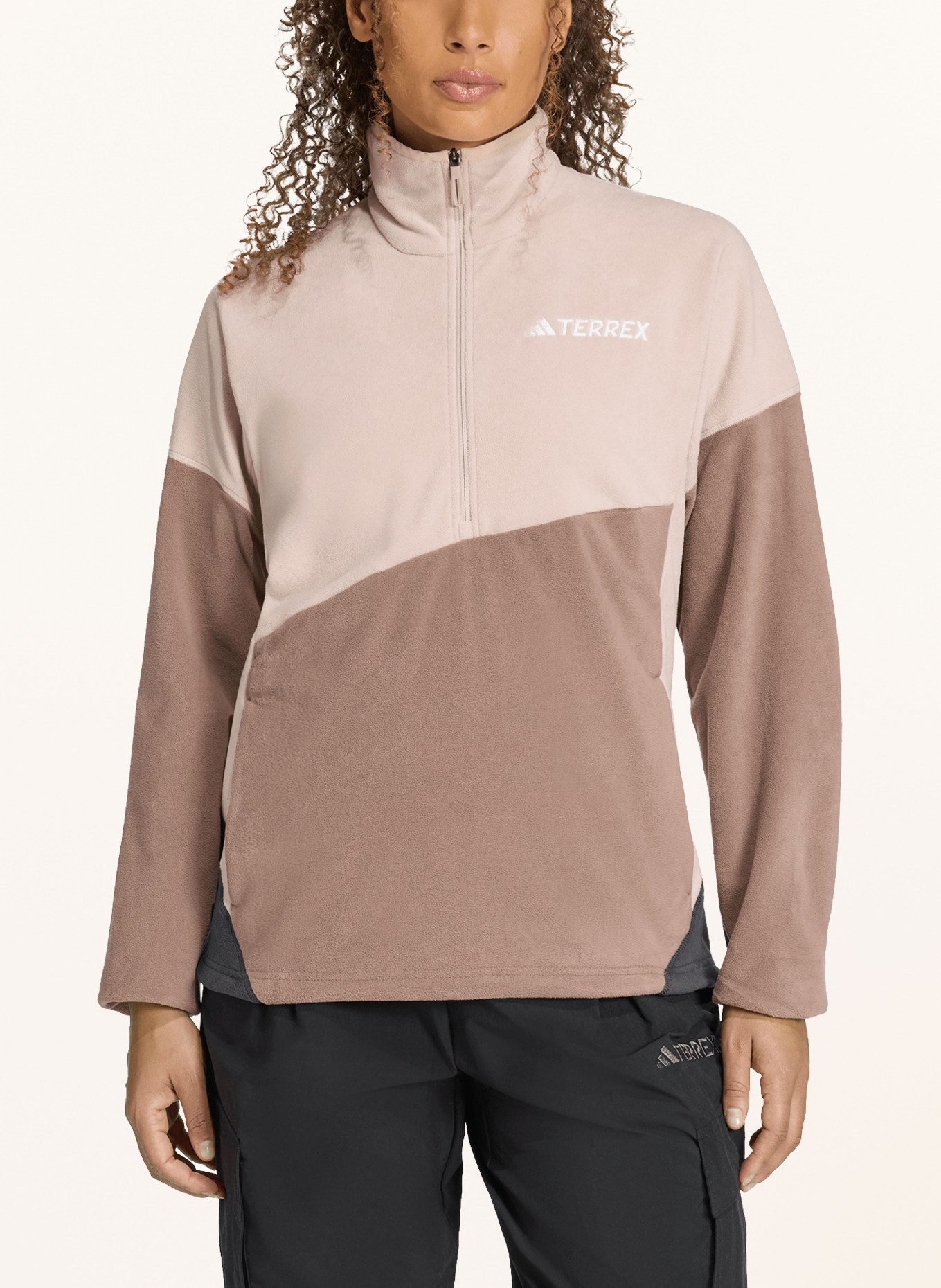 adidas TERREX Fleece Troyer MULTI CLIMAWARM: BEIGE / TAUPE / DARK GRAY