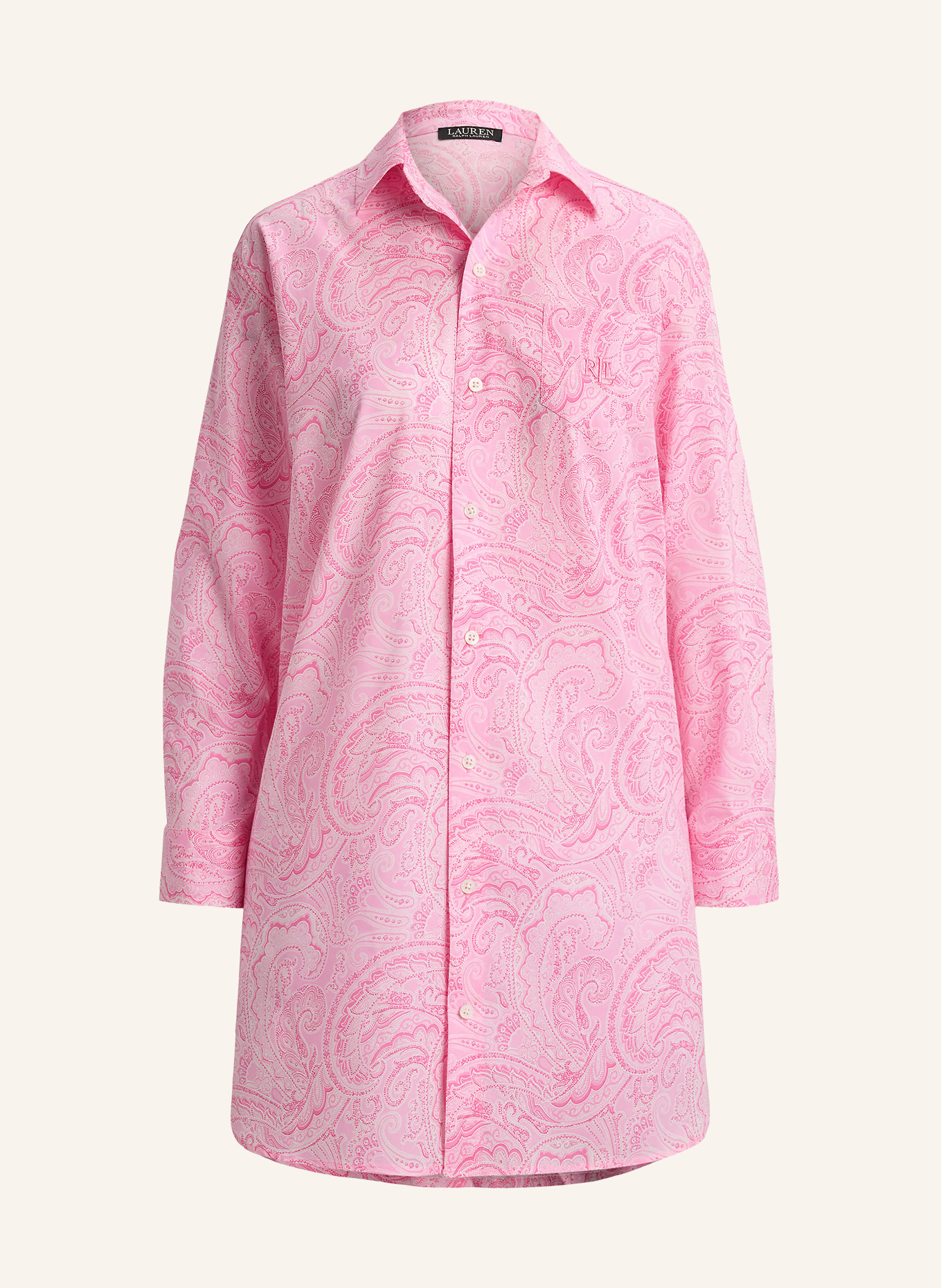 LAUREN RALPH LAUREN nightgown: PINK / PINK / WHITE