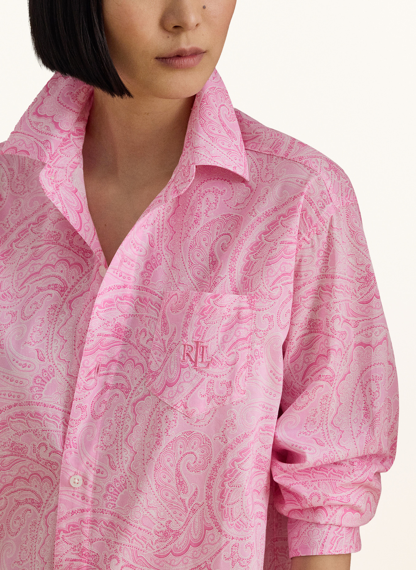 LAUREN RALPH LAUREN nightgown: PINK / PINK / WHITE