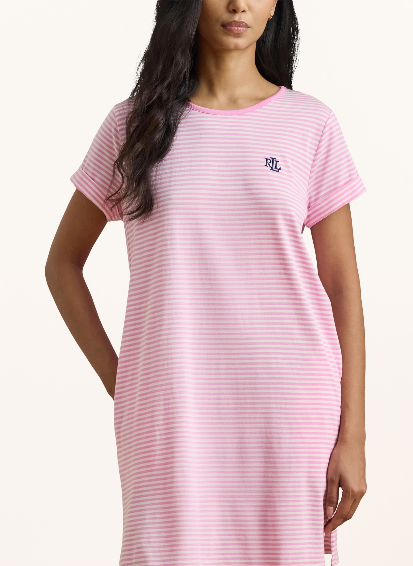 LAUREN RALPH LAUREN nightgown: PINK / WHITE