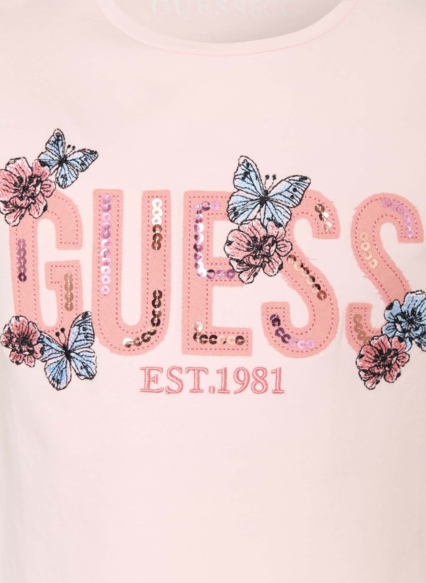 GUESS T-Shirt mit Pailletten: HELLROSA