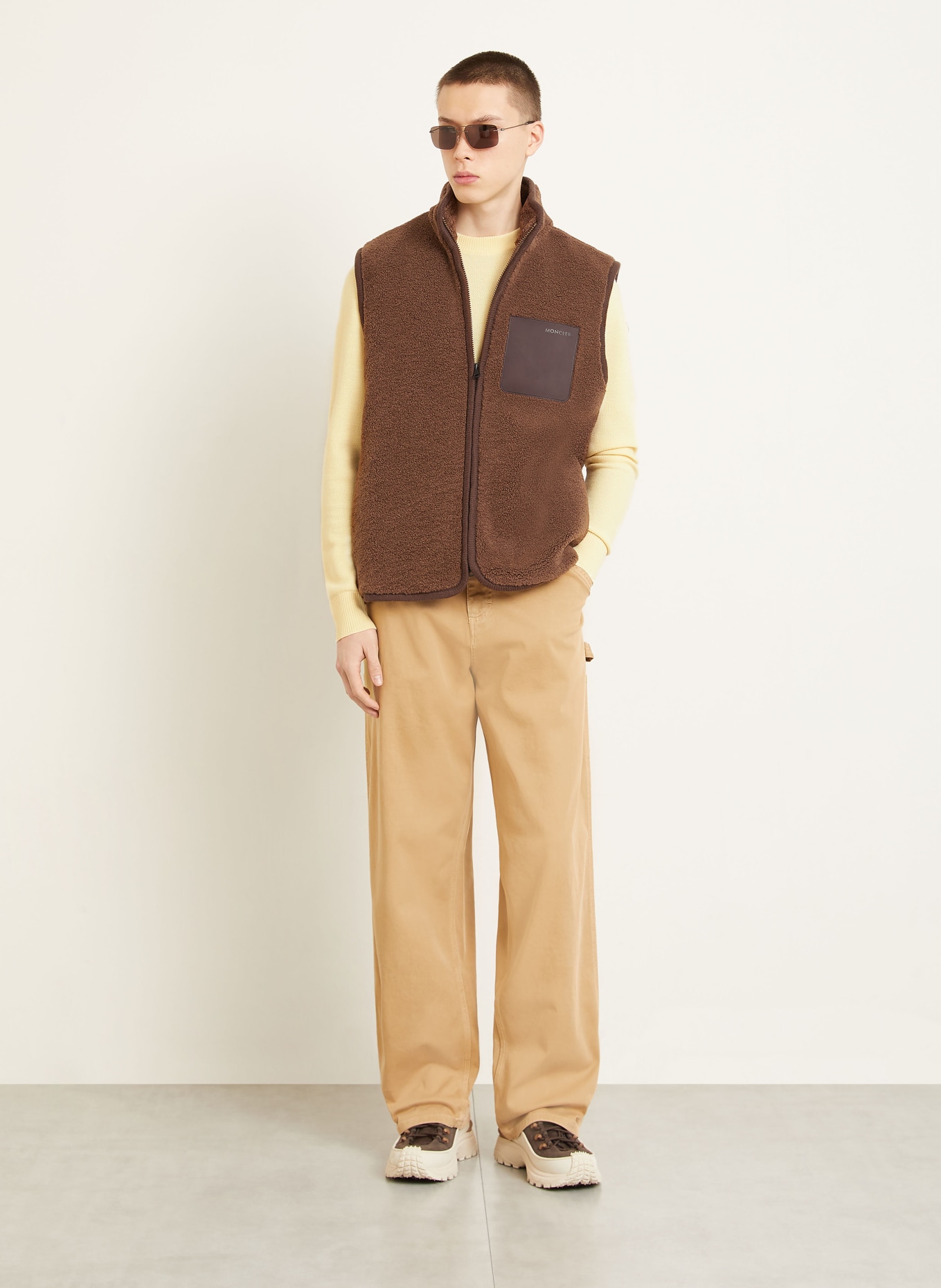 MONCLER Teddy fur vest: BROWN