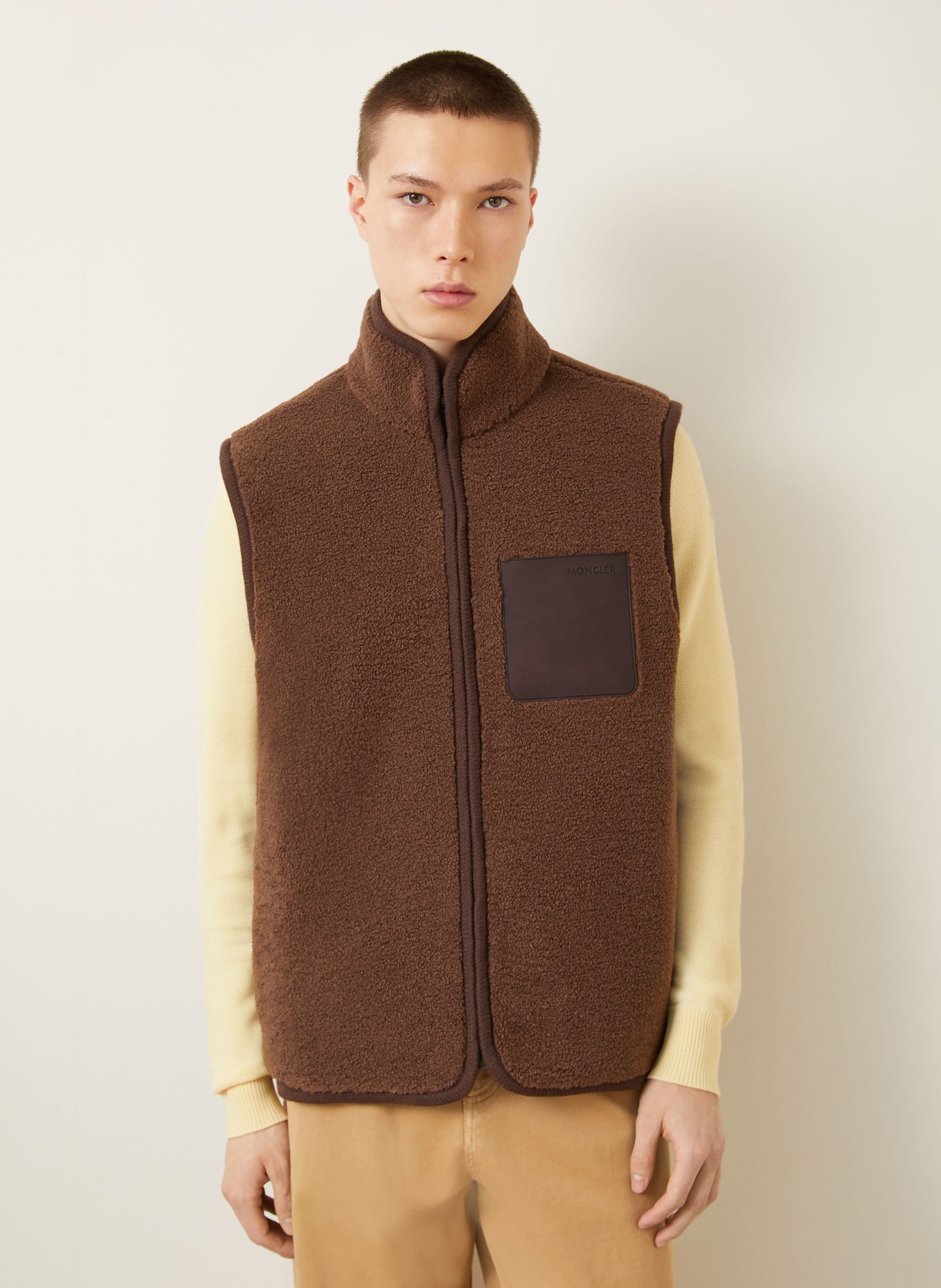MONCLER Teddy fur vest: BROWN
