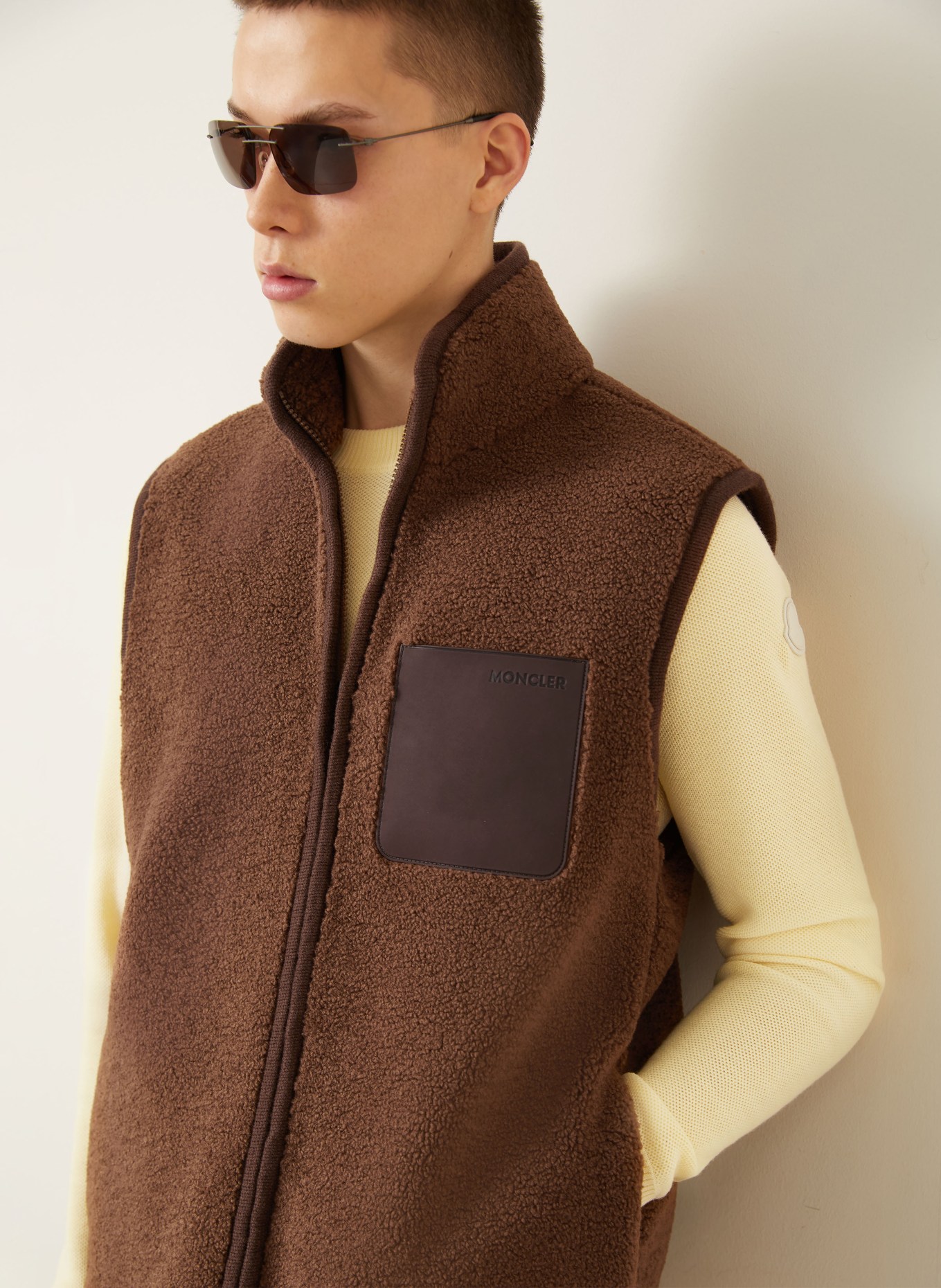 MONCLER Teddy fur vest: BROWN