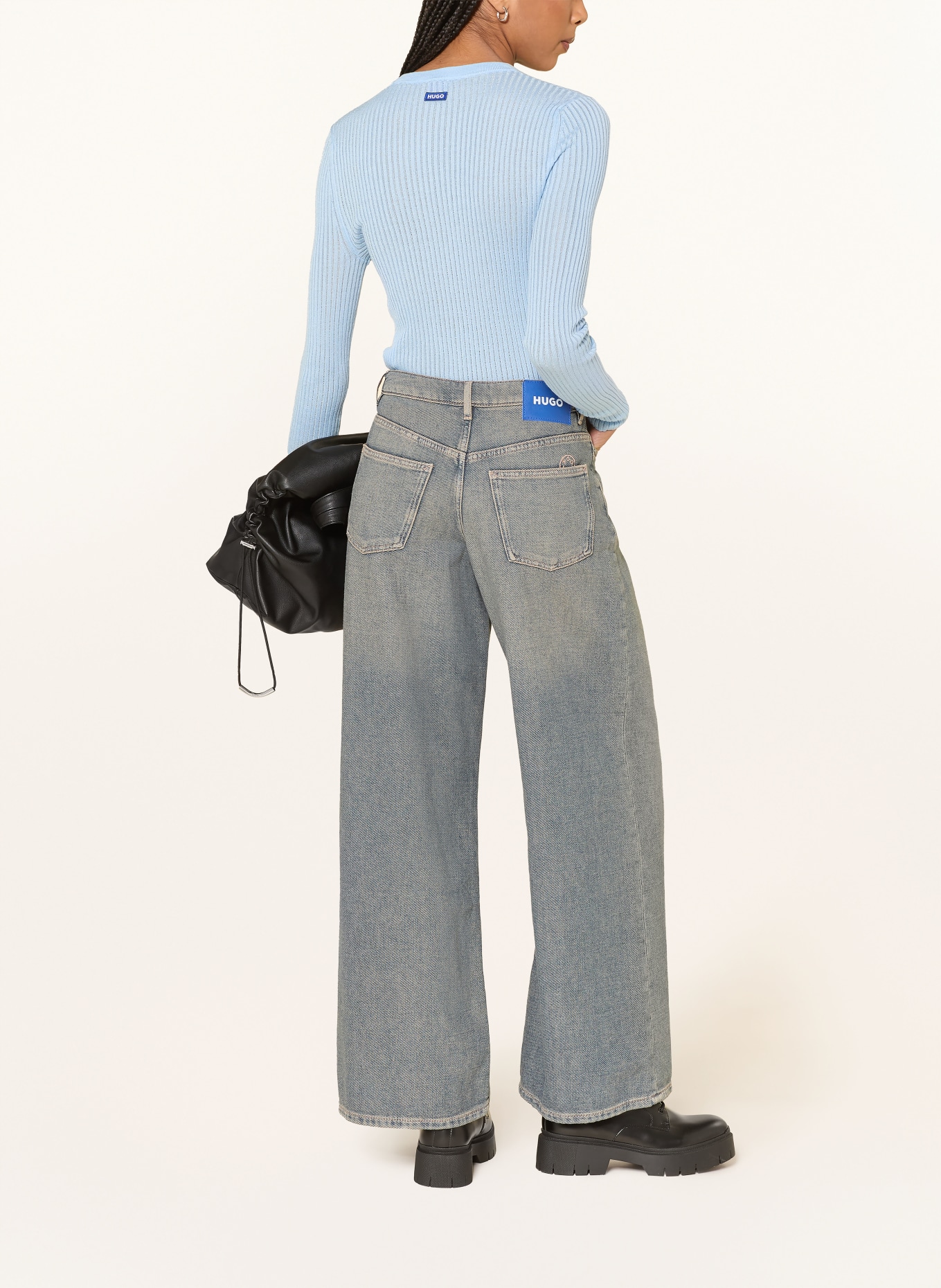 HUGO Dlouhé rukávy SOMYA: TMAVĚ MODRÁ