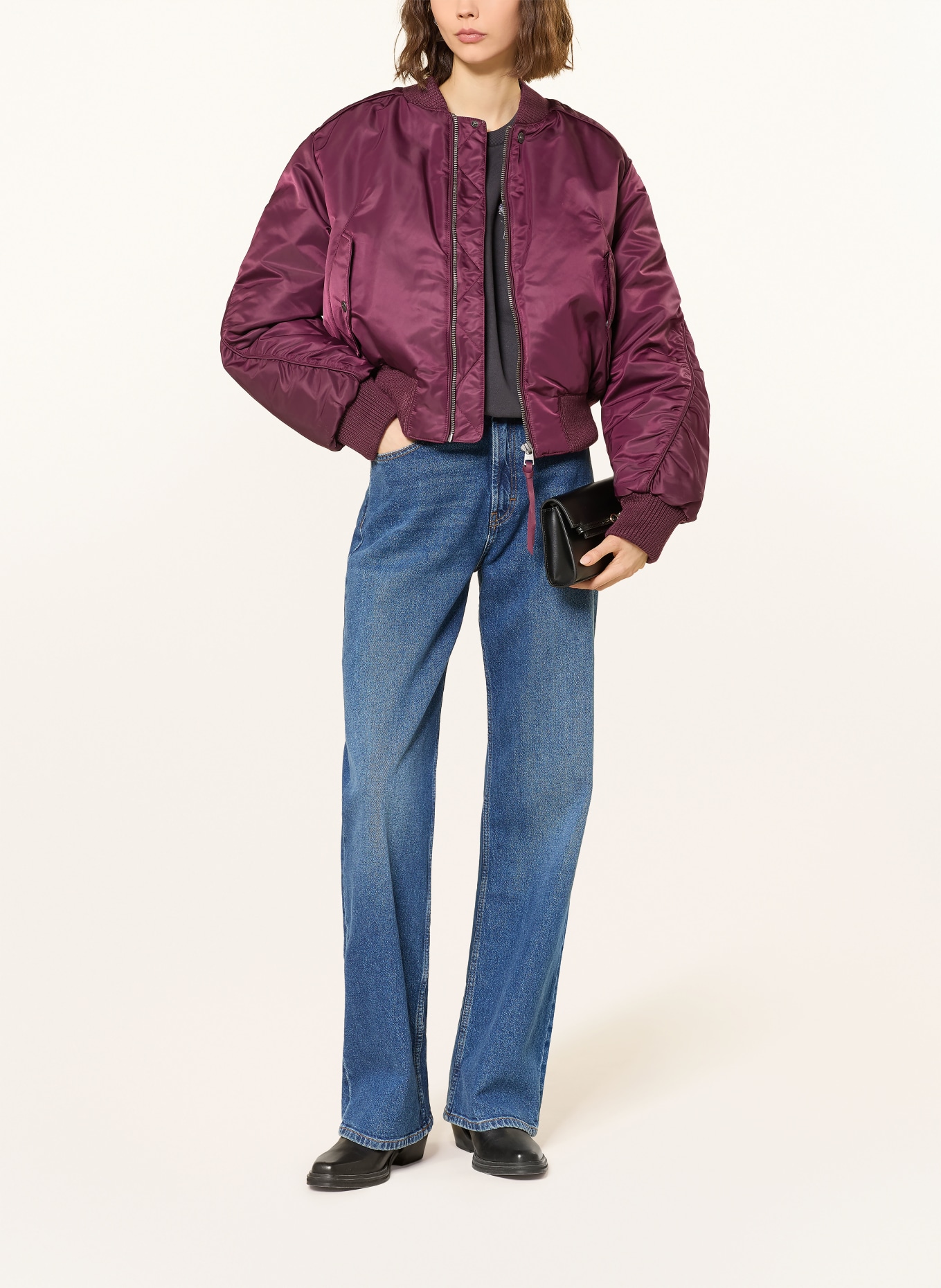 HUGO Saténová bunda FERIDA: TMAVĚ FIALOVÁ