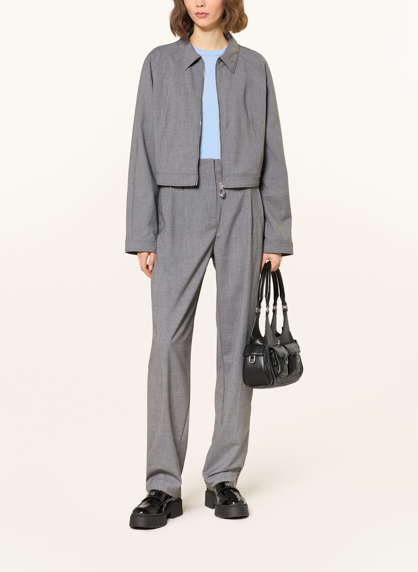 HUGO Krabicová bunda AMENISA: ŠEDÁ