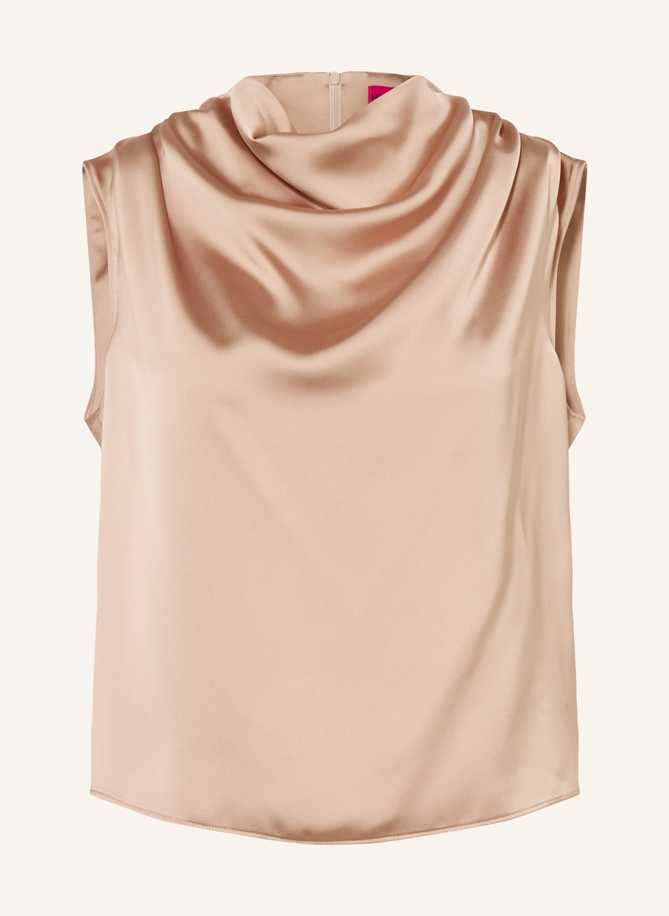 HUGO Saténové tričko CASMINI: BÉŽOVÁ