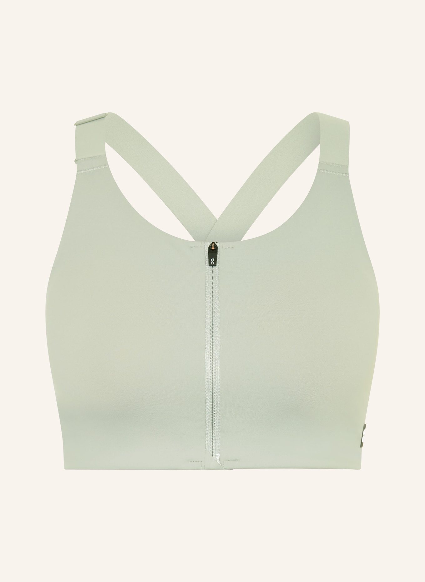 On ENDURANCE sports bra: LIGHT GRAY