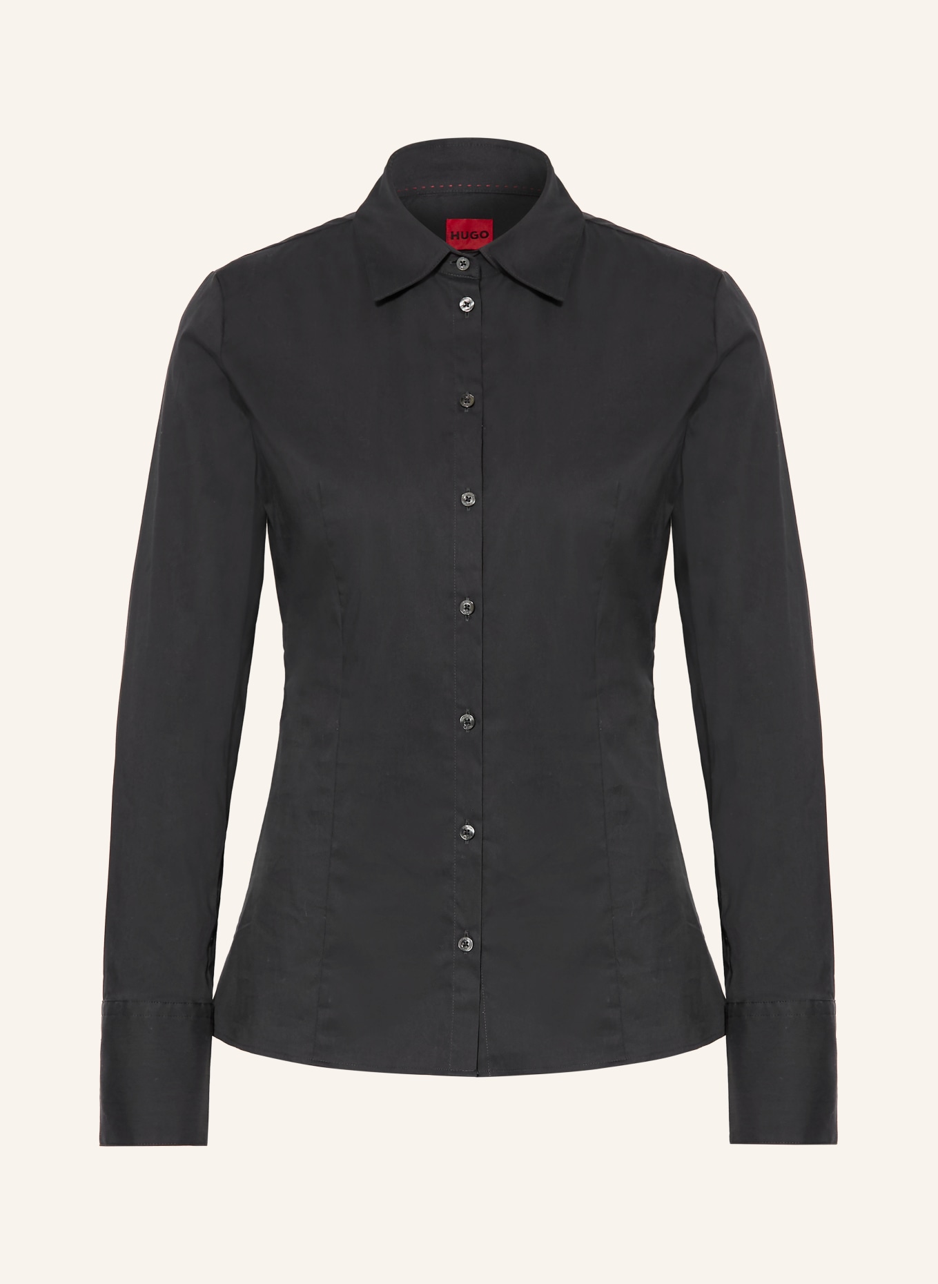 HUGO Bluzka koszulowa THE FITTED SHIRT: CZARNY