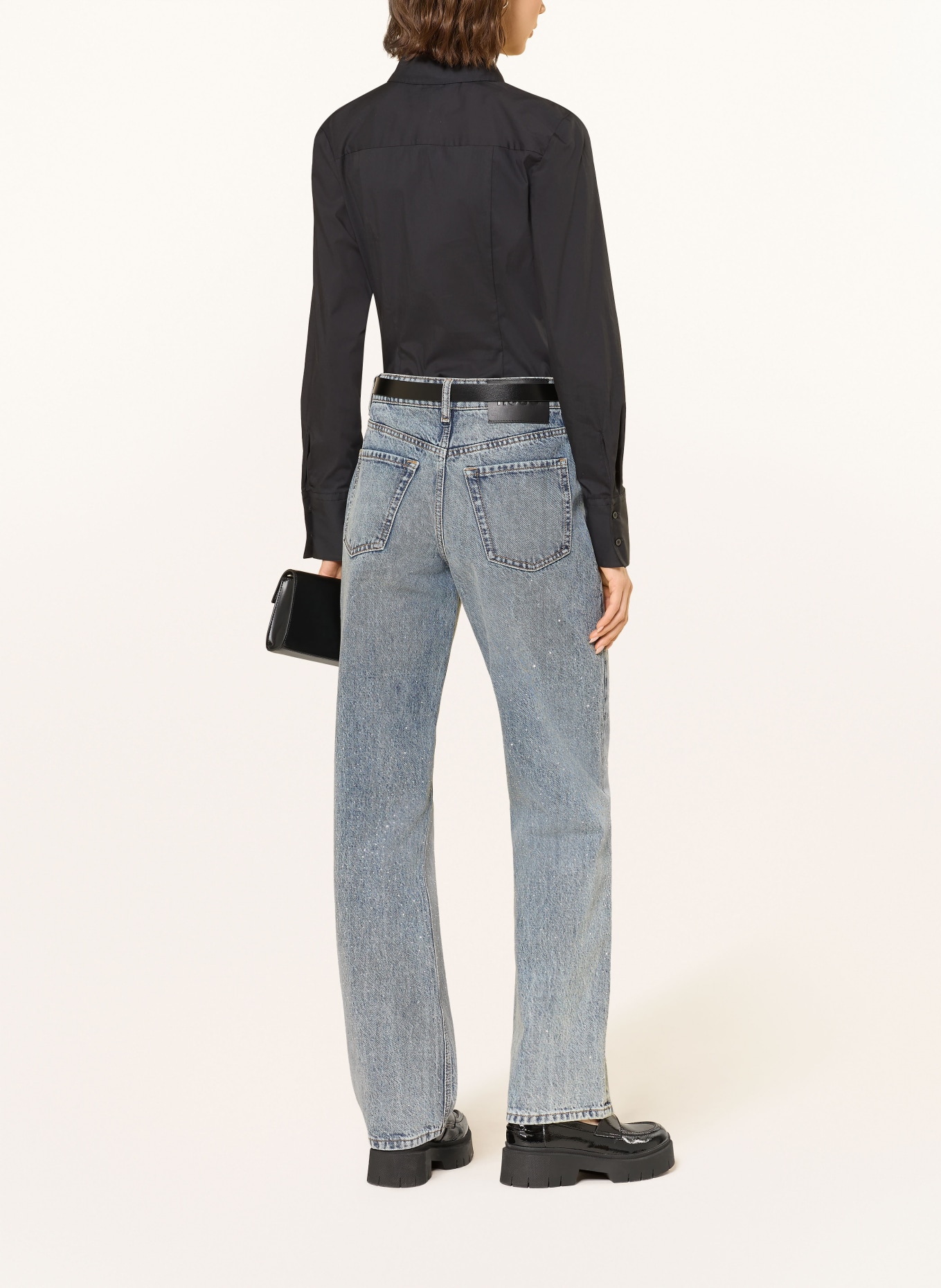 HUGO Bluzka koszulowa THE FITTED SHIRT: CZARNY