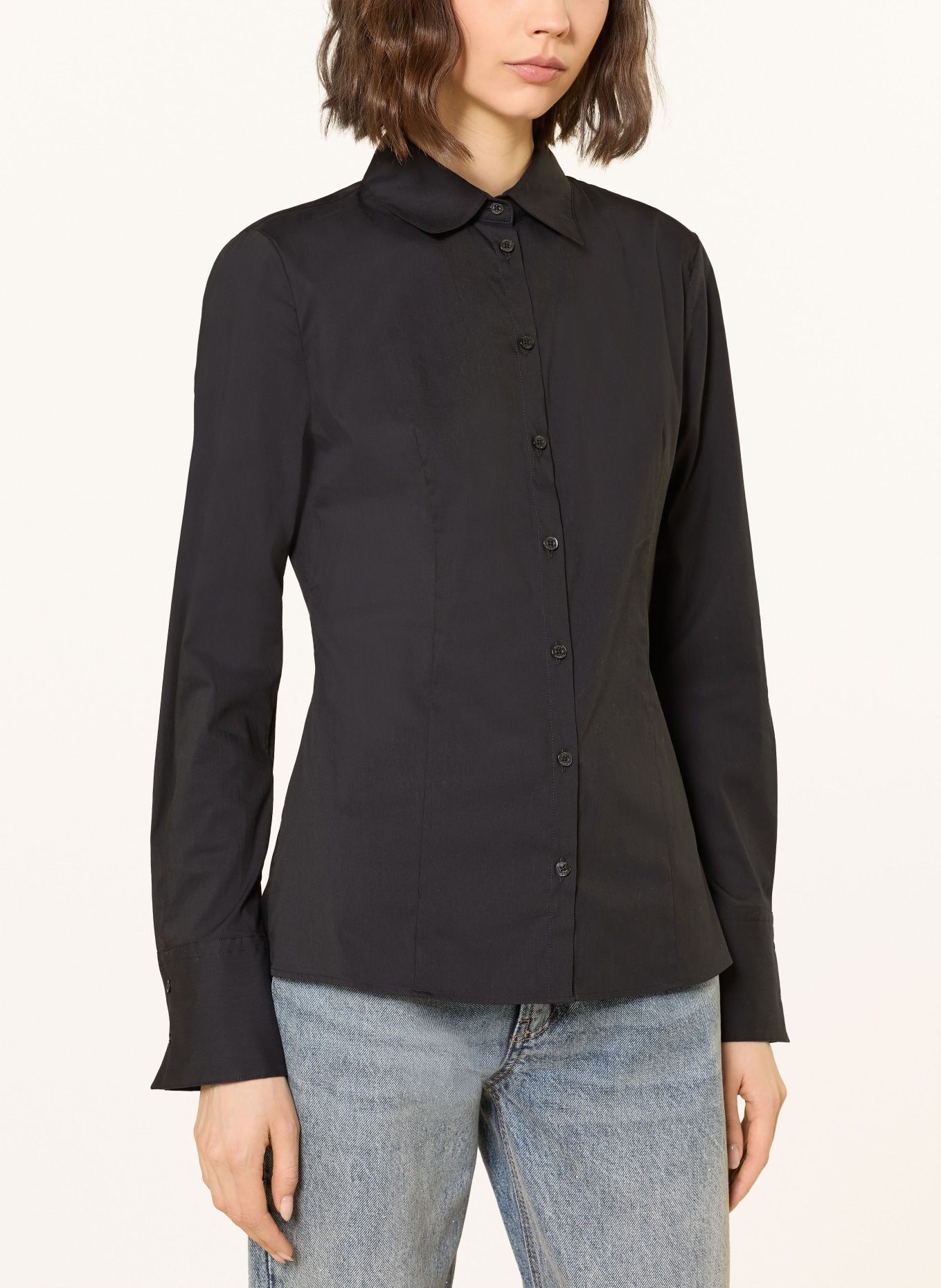 HUGO Bluzka koszulowa THE FITTED SHIRT: CZARNY