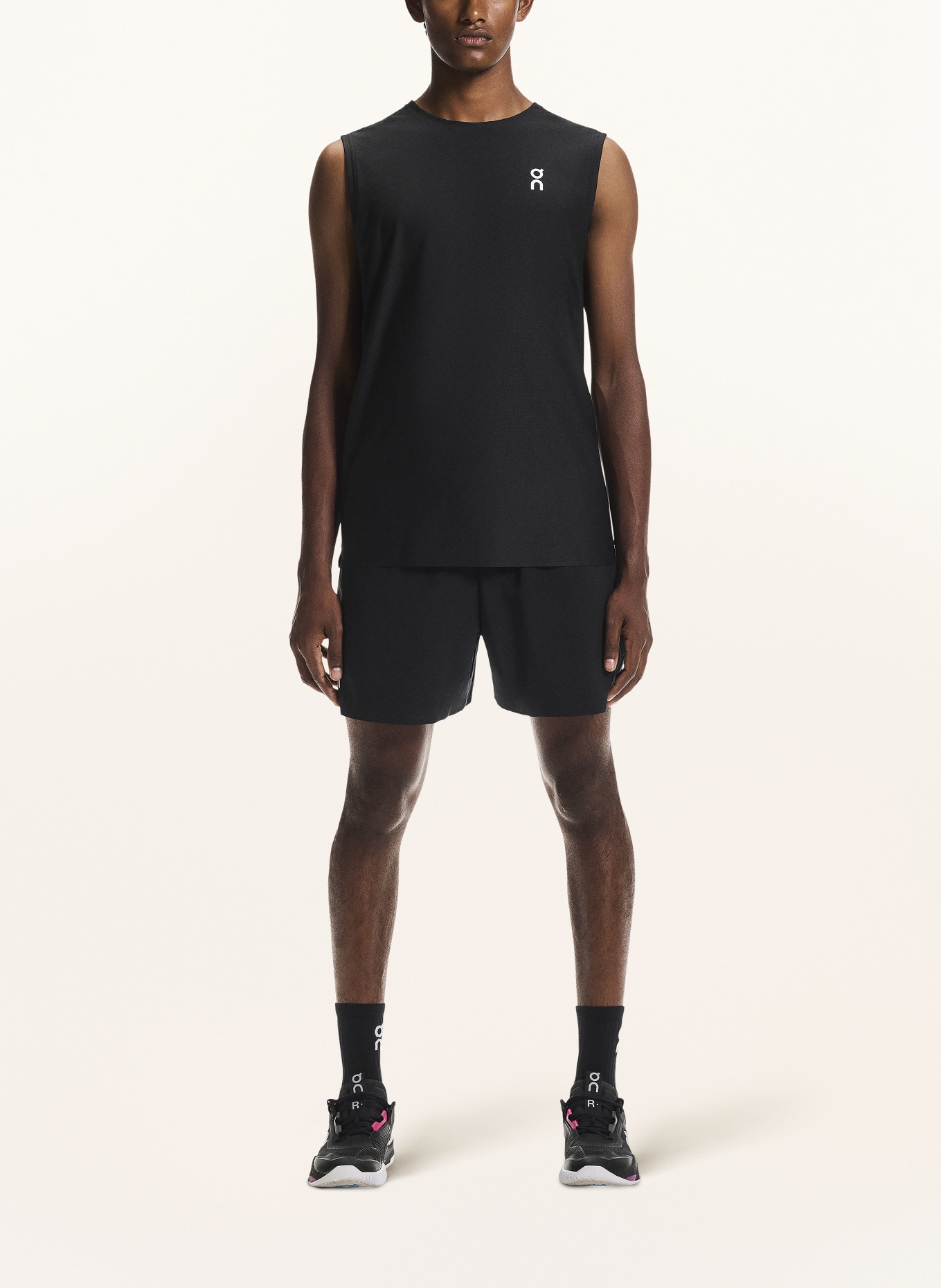 On COURT Tank Top: BLACK