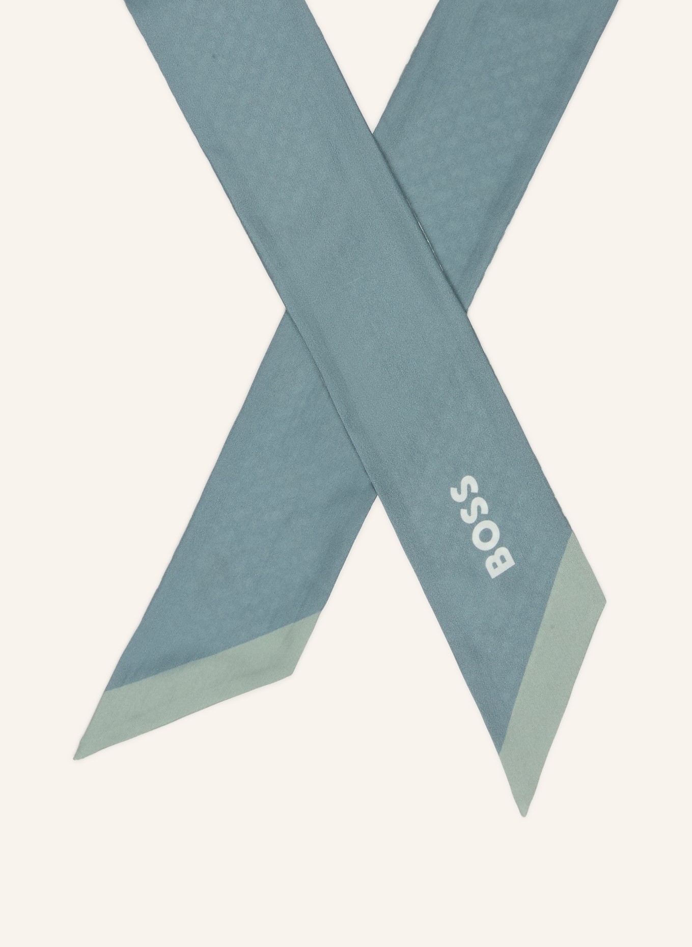 BOSS Jedwabny szalik VINCENCY: SZARONIEBIESKI / KREMOWY