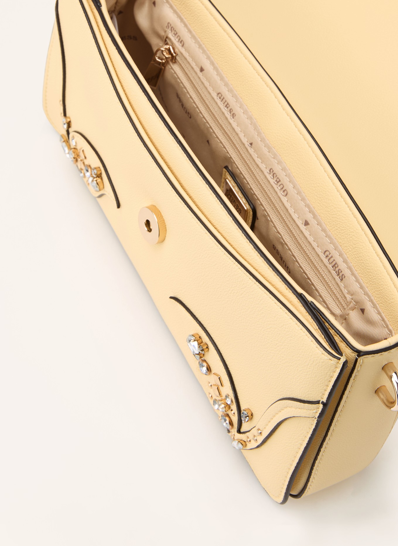 GUESS SADIE shoulder bag with gemstones: LIGHT YELLOW
